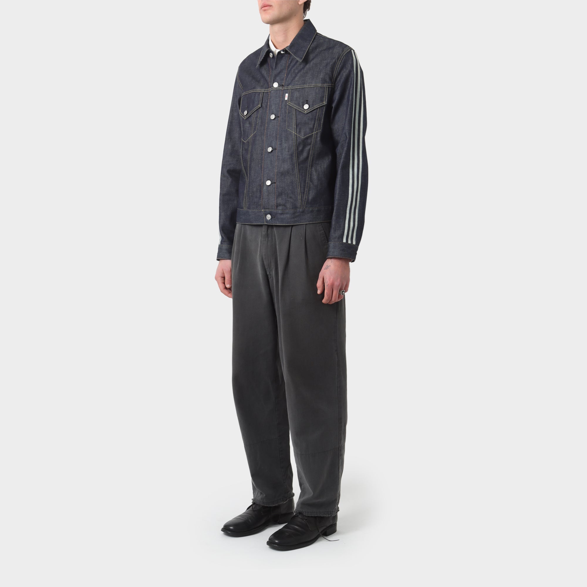 Y-3 Denim Jacket with Embroidered Sleeve Stripes