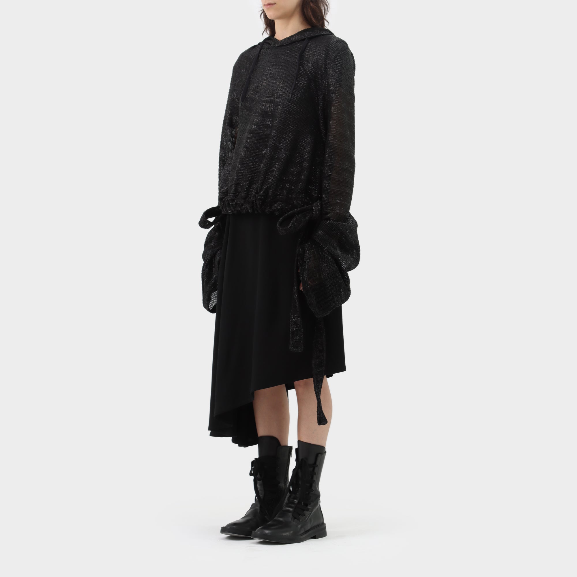 Y Project Sequin Drawstring Hem Hoodie
