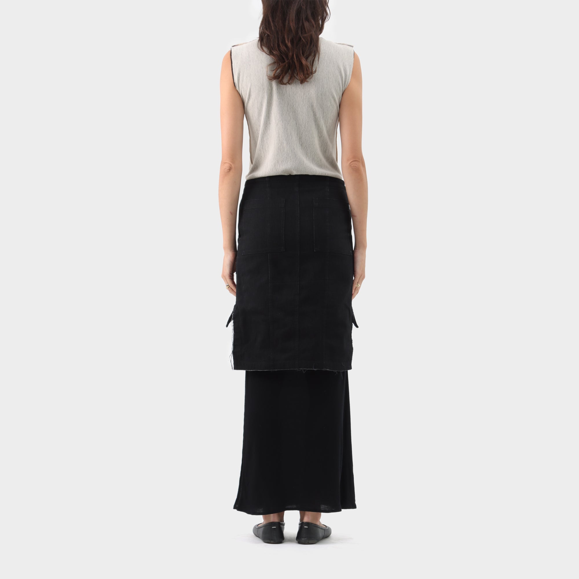 Y's Yohji Yamamoto Denim Overlay Ribbed Skirt