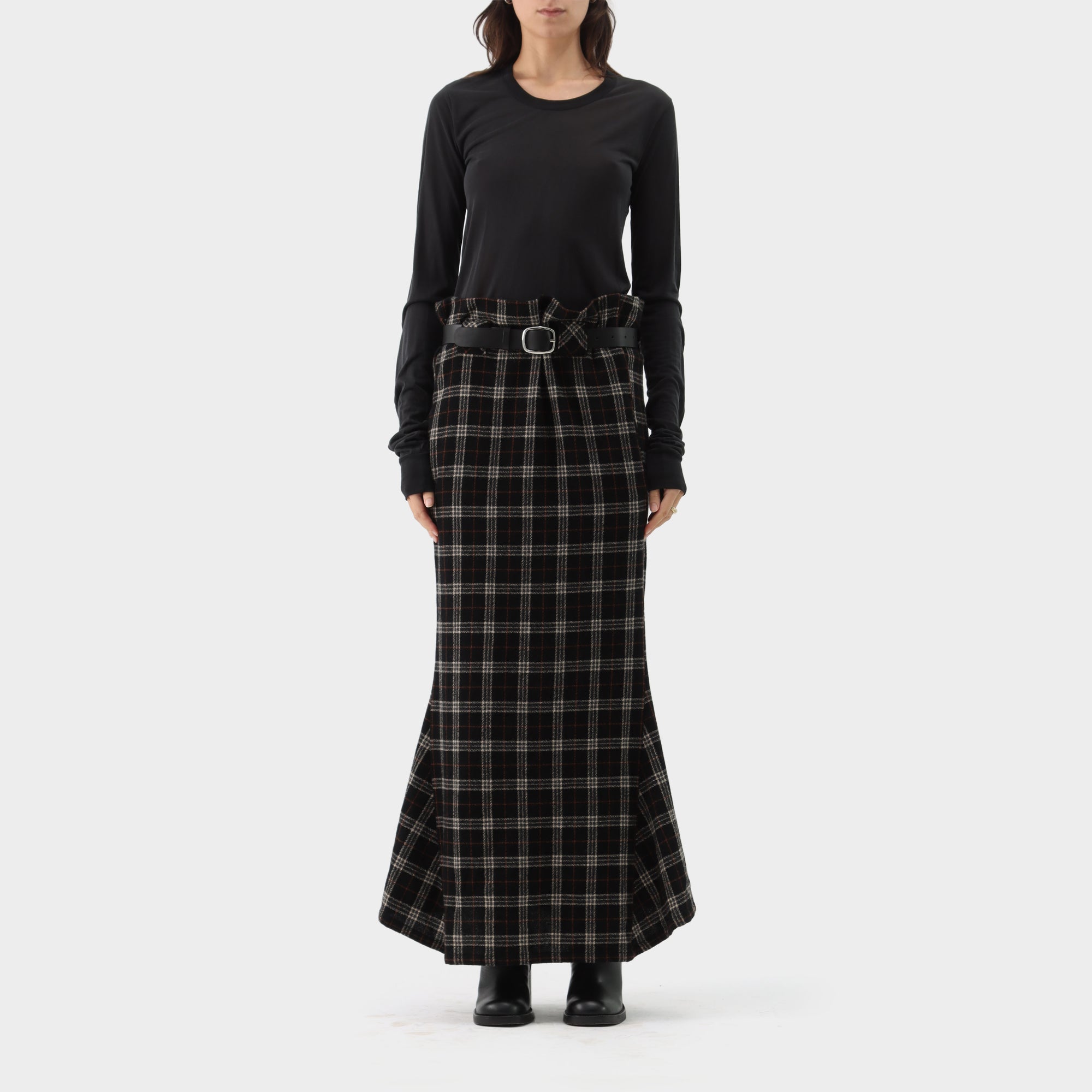 Y's Yohji Yamamoto Plaid Wool Skirt