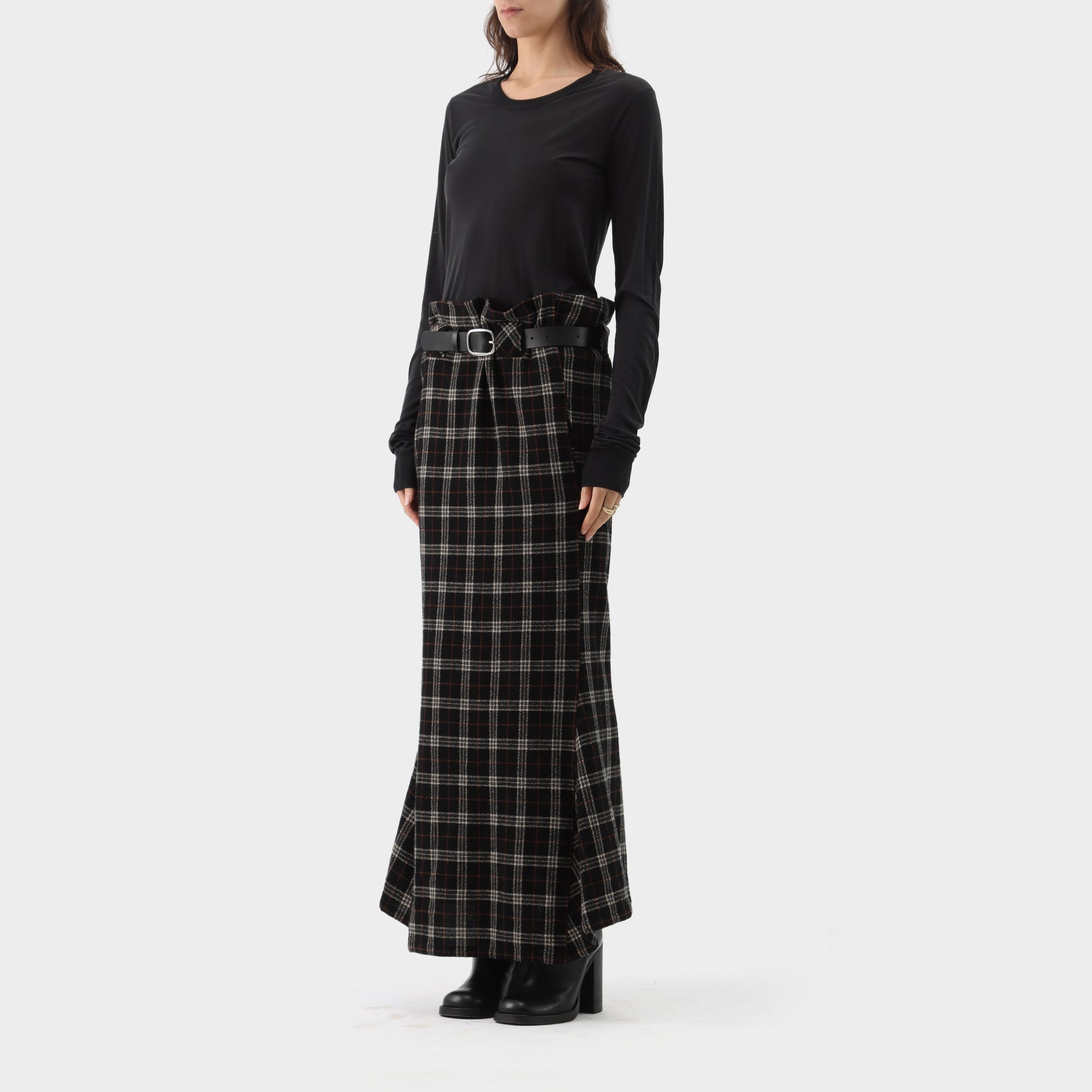 Y's Yohji Yamamoto Plaid Wool Skirt