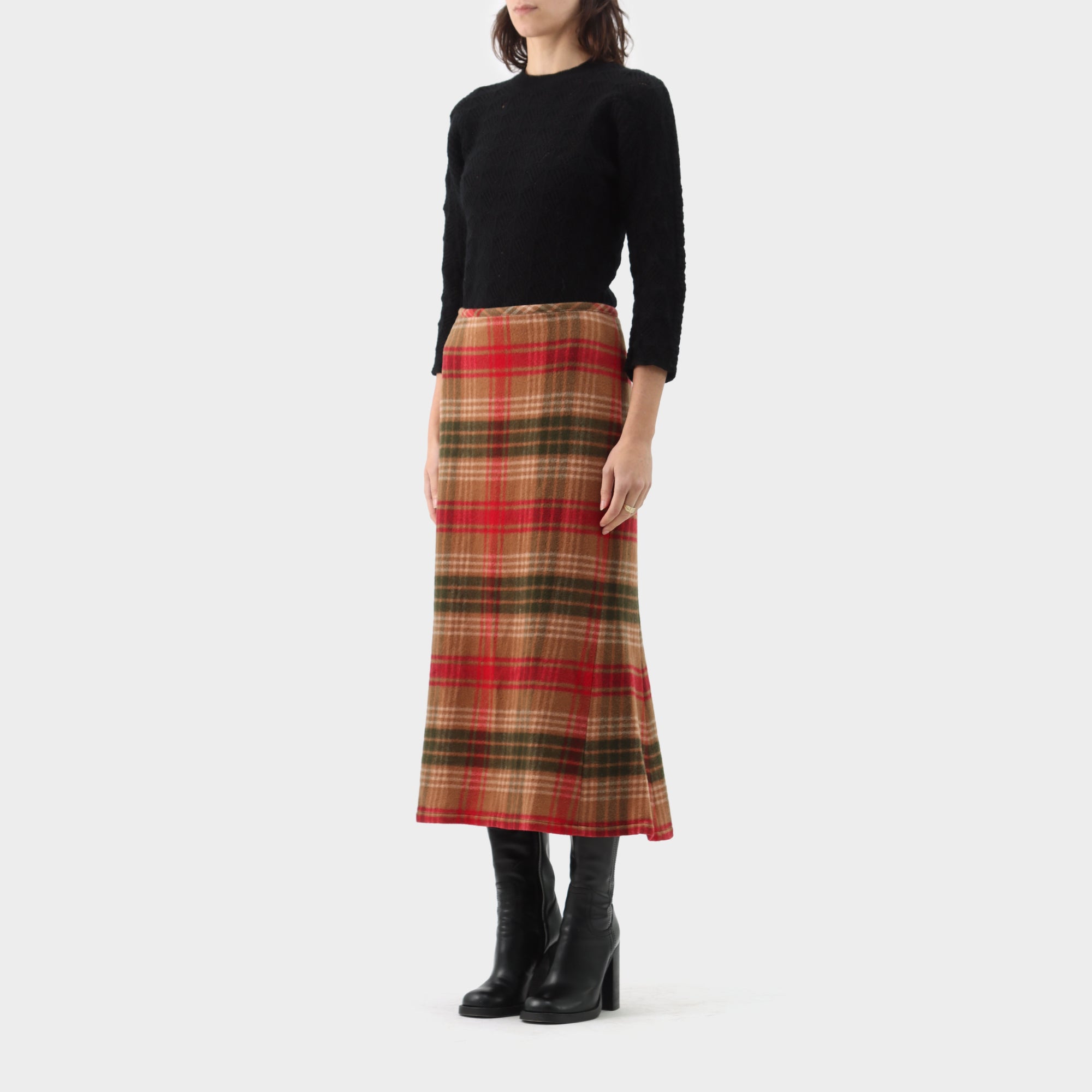 Y's Yohji Yamamoto Plaid Wool Long Skirt