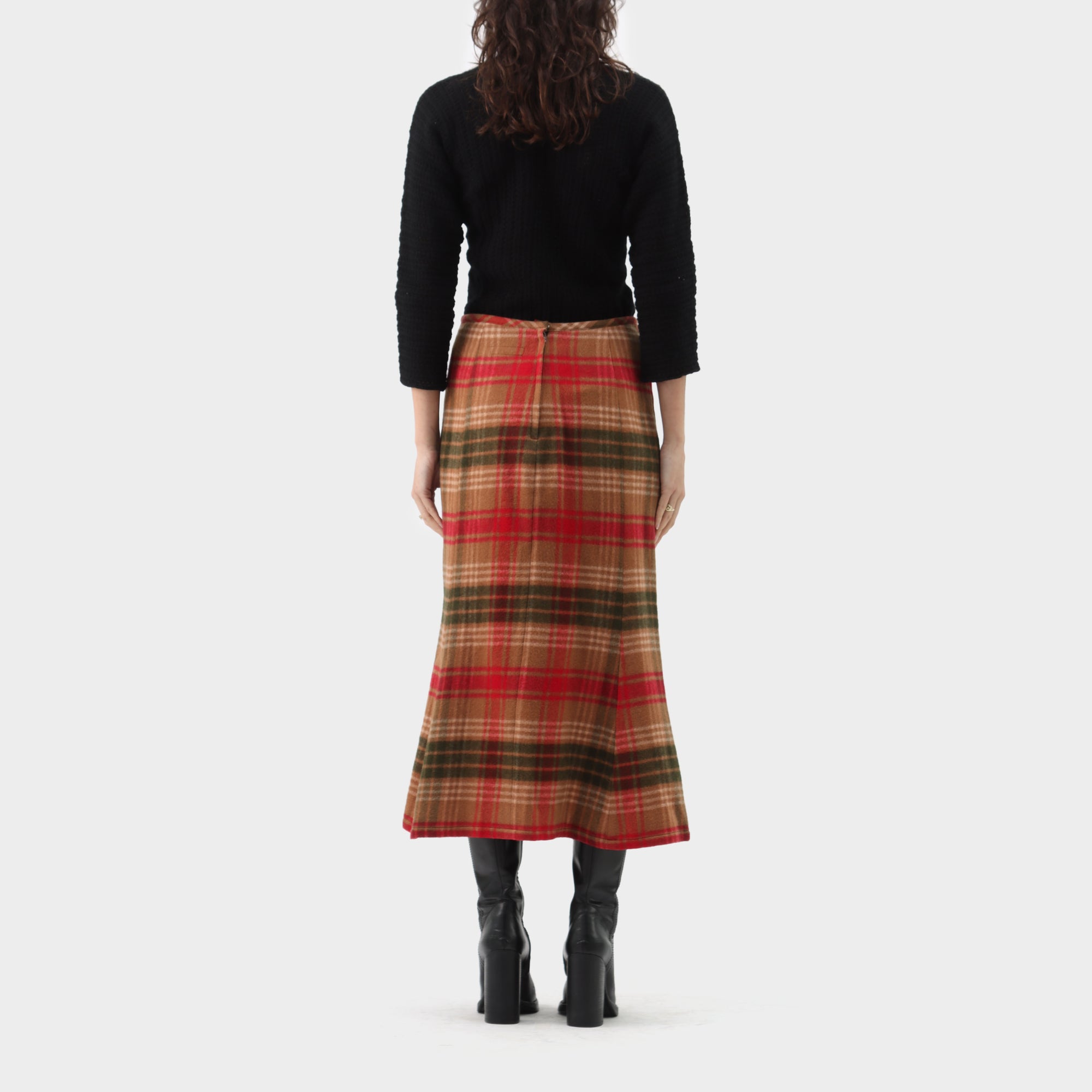 Y's Yohji Yamamoto Plaid Wool Long Skirt