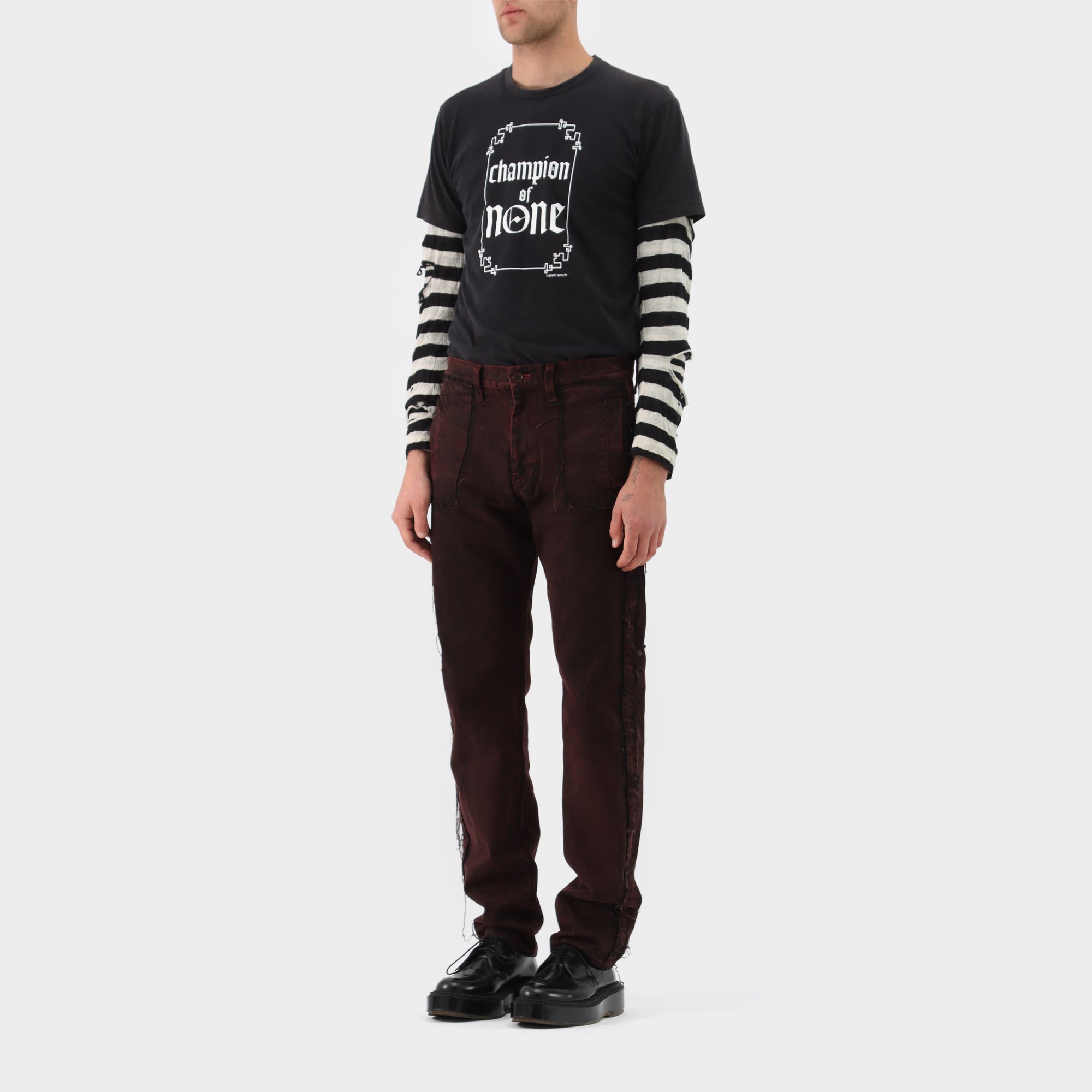 Yohji Yamamoto Pour Homme Washed Fray Detail Jeans