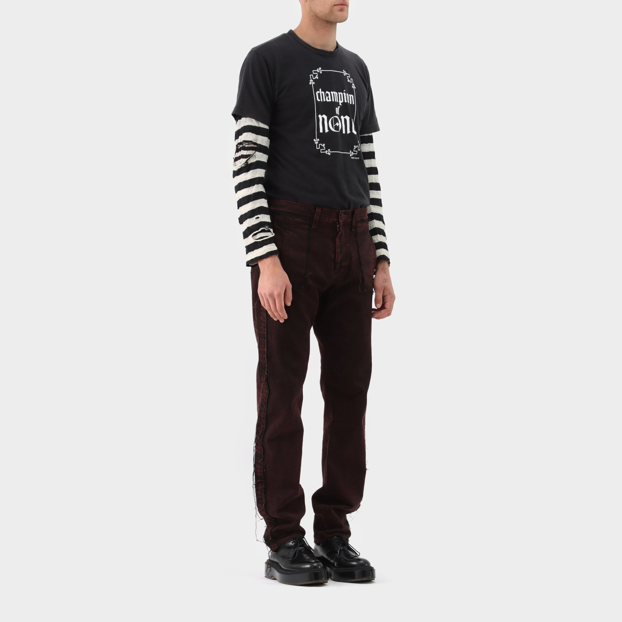 Yohji Yamamoto Pour Homme Washed Fray Detail Jeans