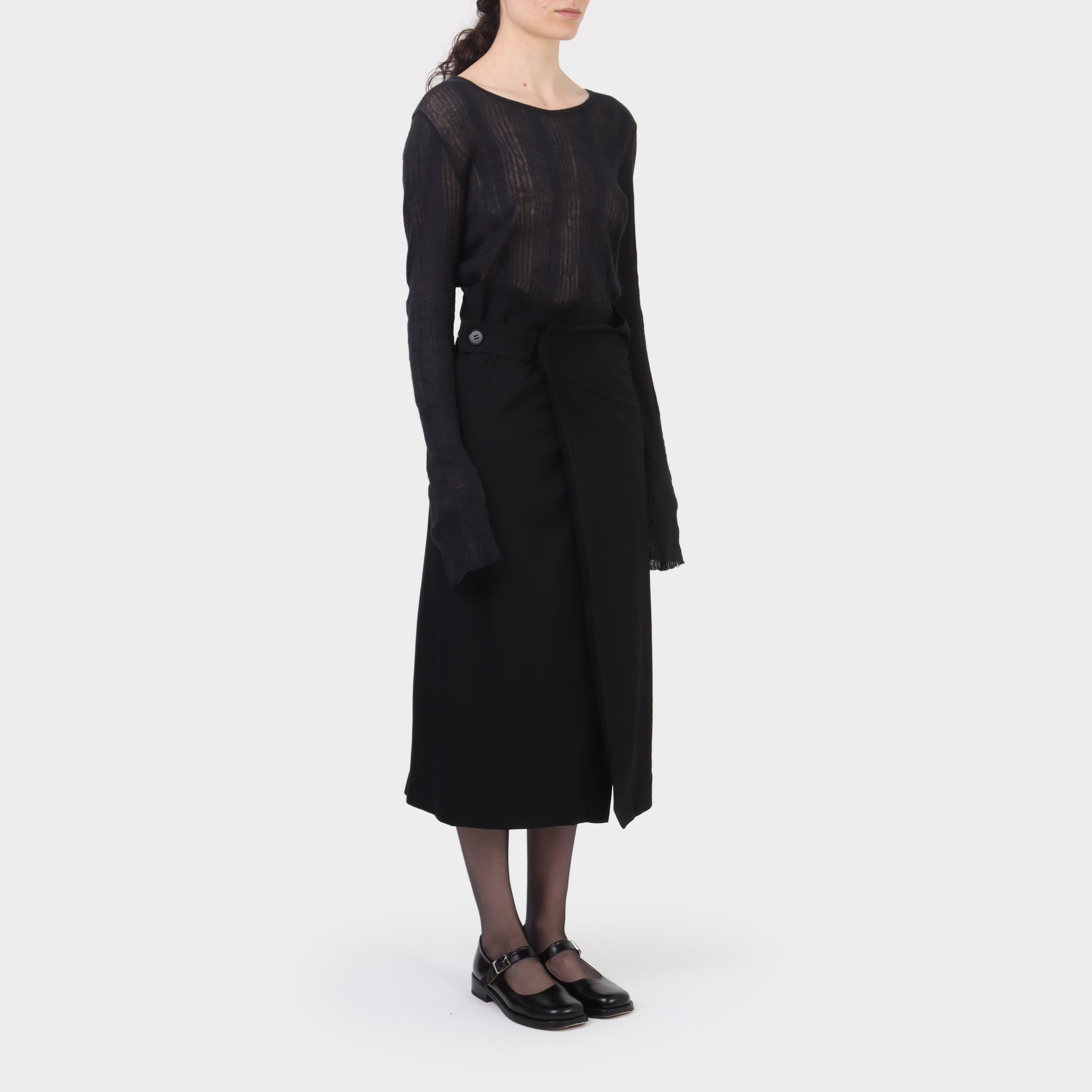 Yohji Yamamoto Buttoned Wool Wrap Skirt