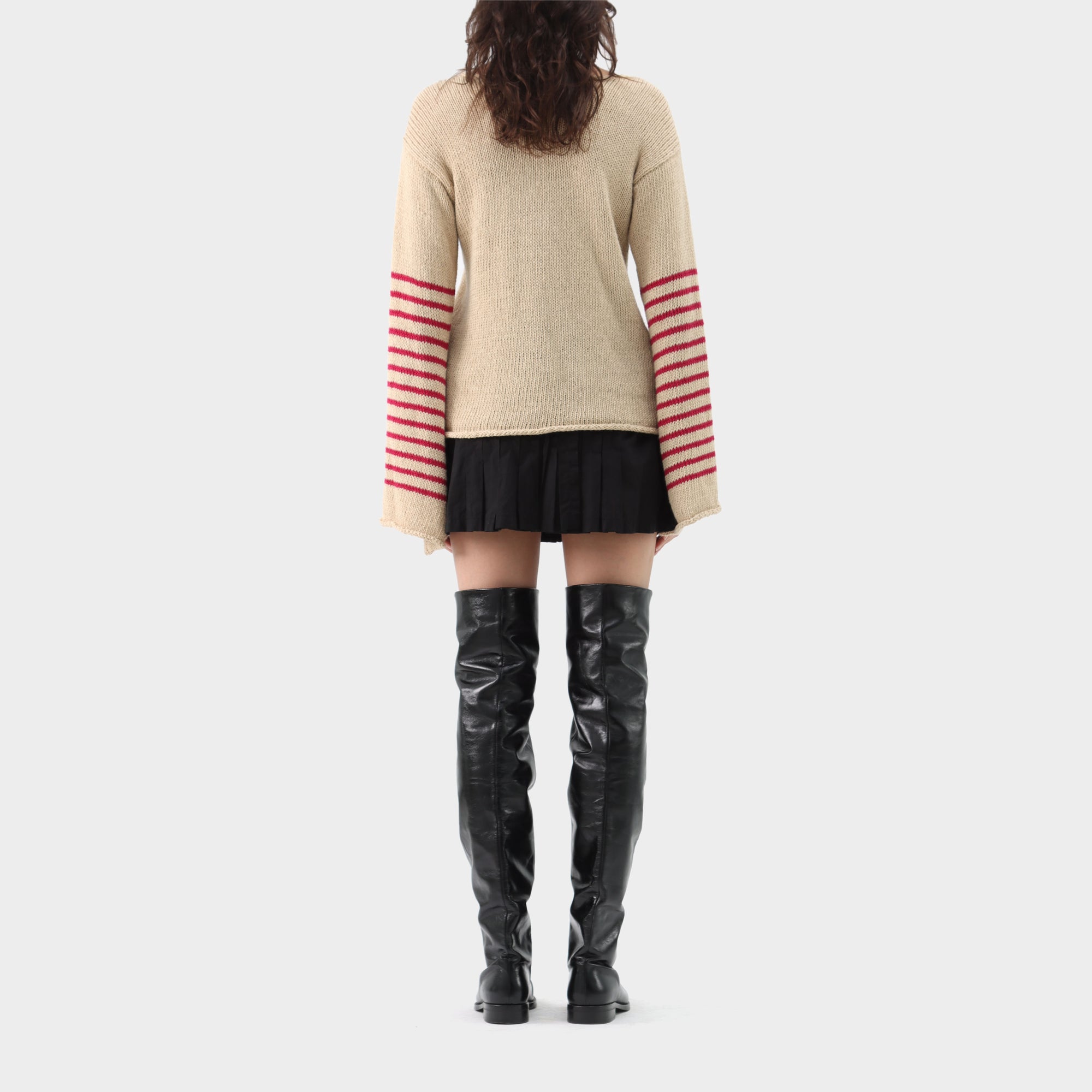 Yohji Yamamoto Knitted Bell Sleeve Striped Jumper