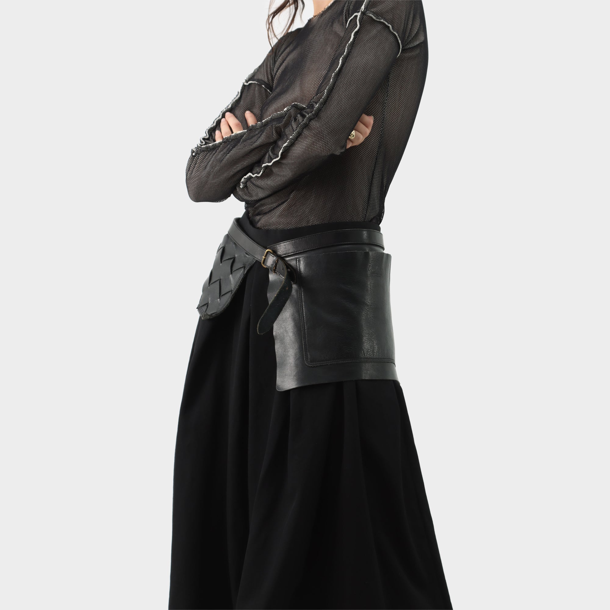 Yohji Yamamoto Weaved Leather Pocket Wrap Belt