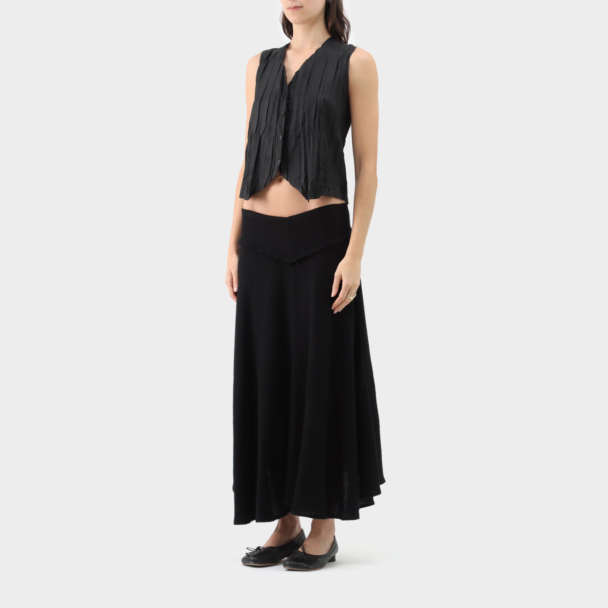 Yohji Yamamoto Noir Wool Bias Cut Skirt