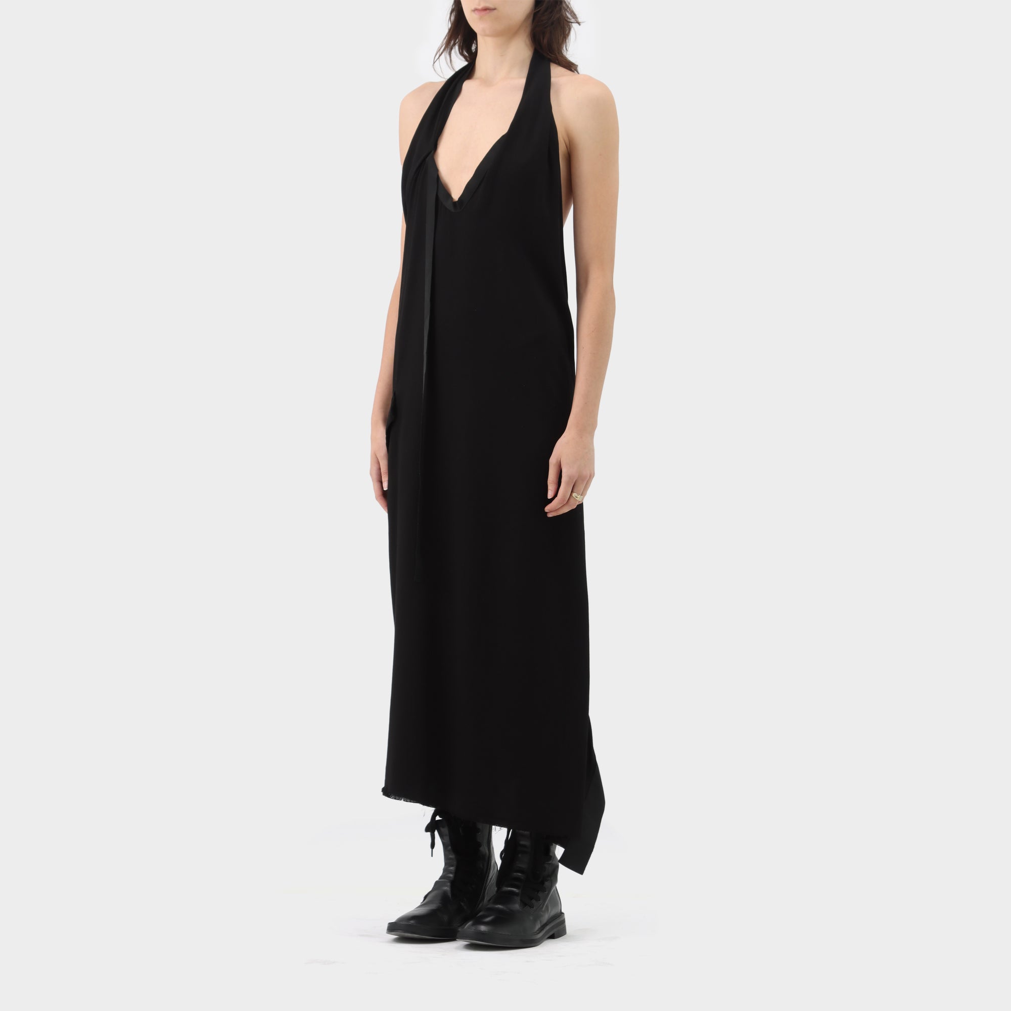 Yohji Yamamoto Grosgrain Detailed Halter Dress