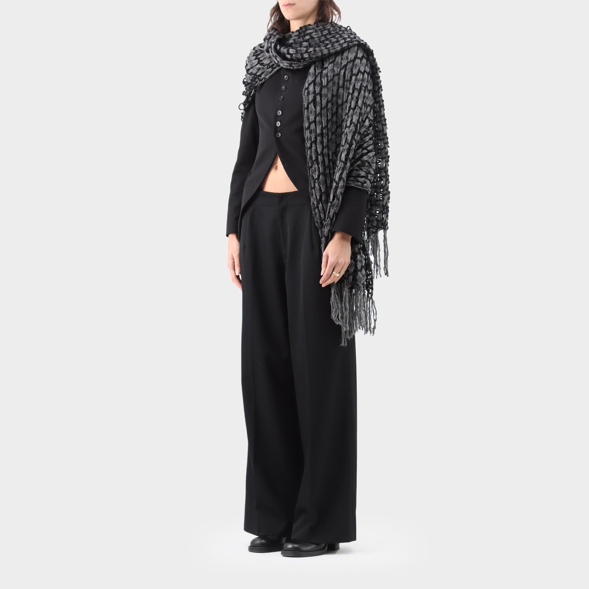 yohji yamamoto wool open weave scarf