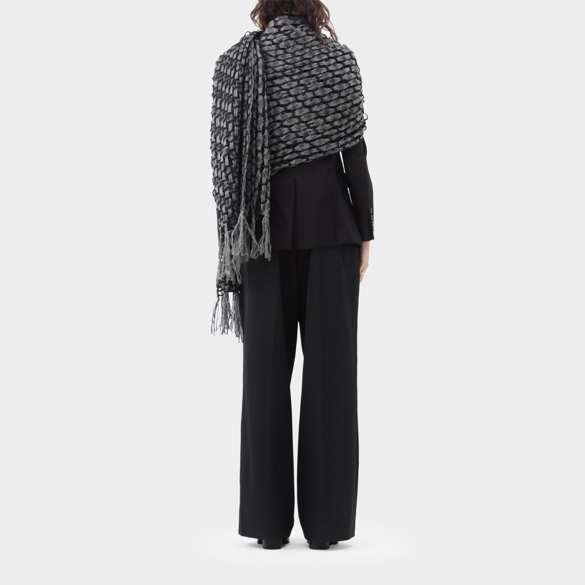 yohji yamamoto wool open weave scarf