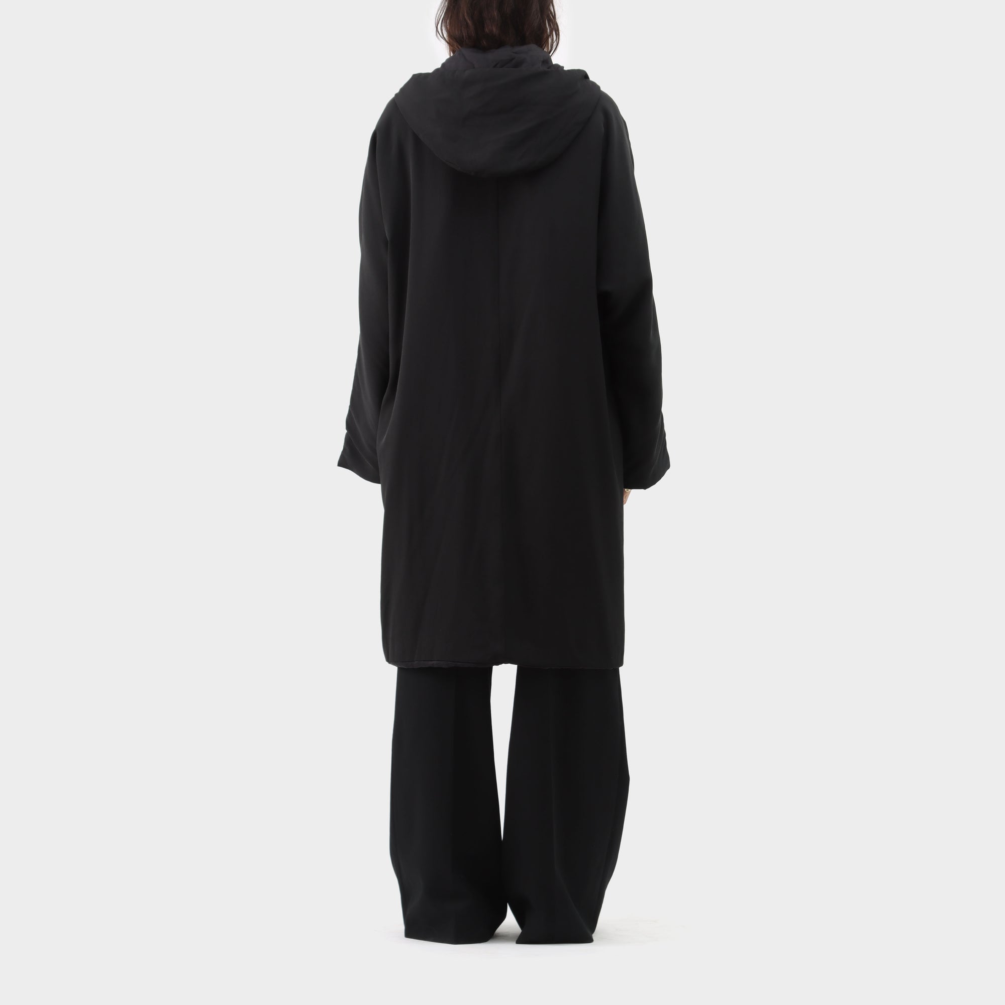 Yohji Yamamoto Noir Silk Padded Hooded Coat
