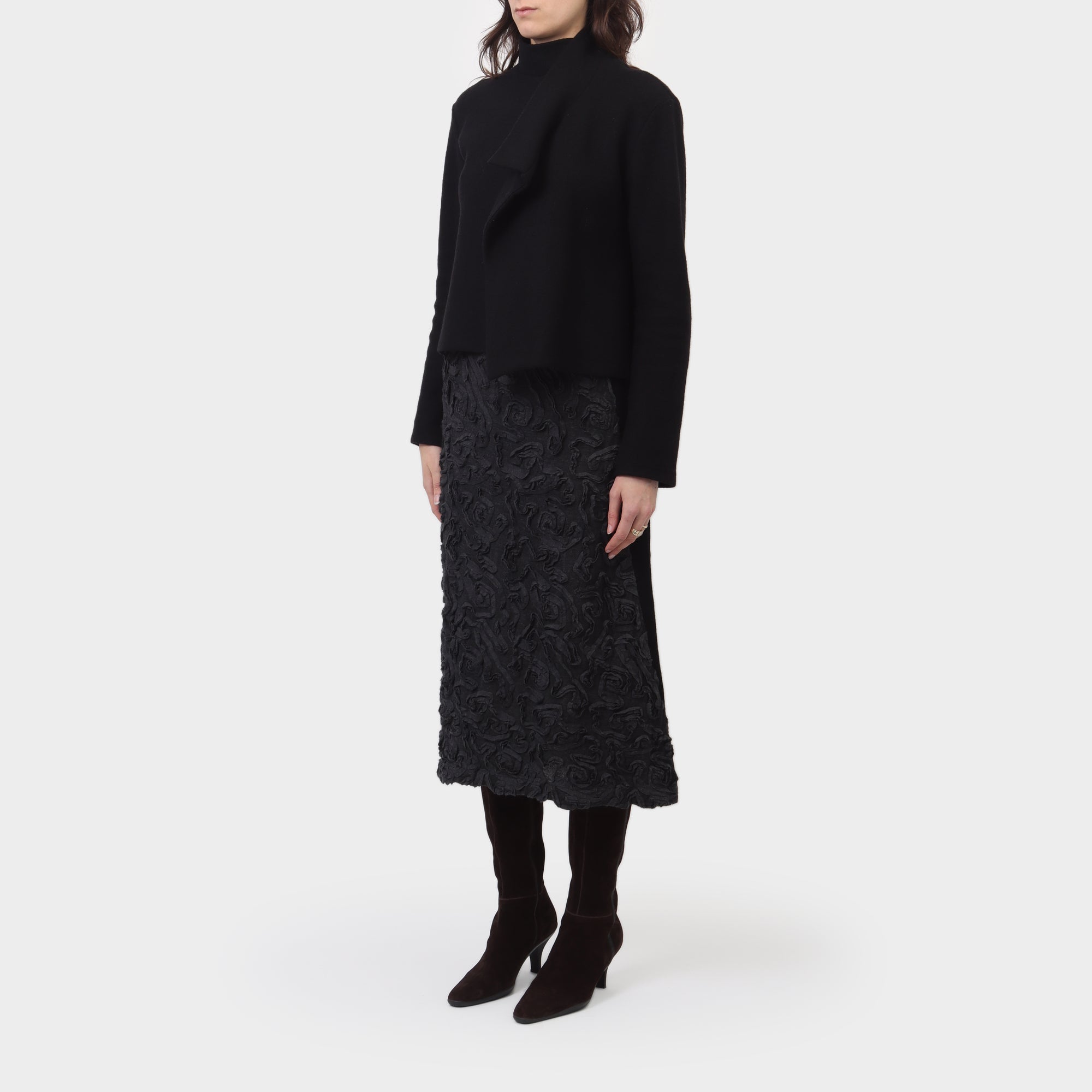 Yohji Yamamoto Noir Draped Wool Crop Jacket