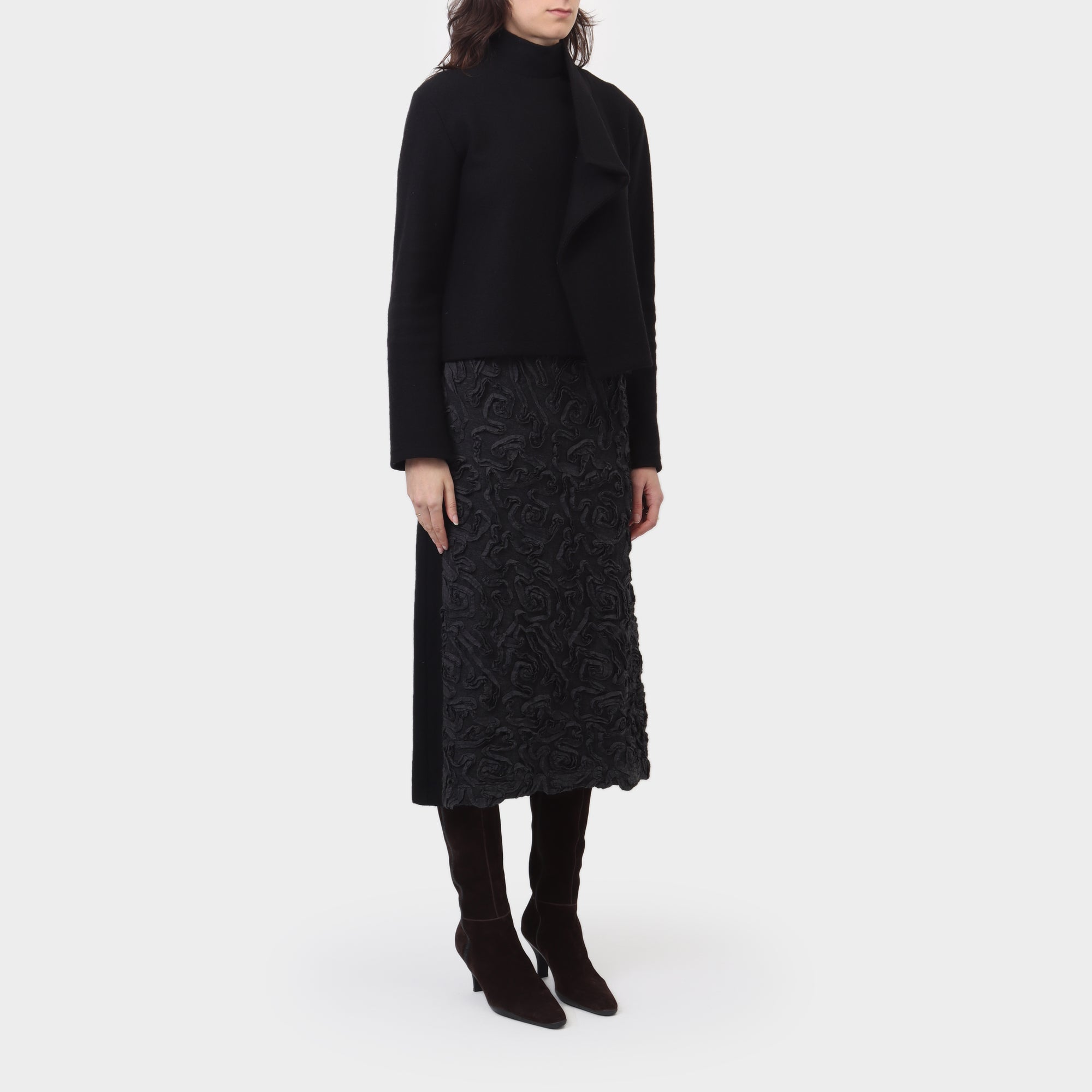 Yohji Yamamoto Noir Draped Wool Crop Jacket