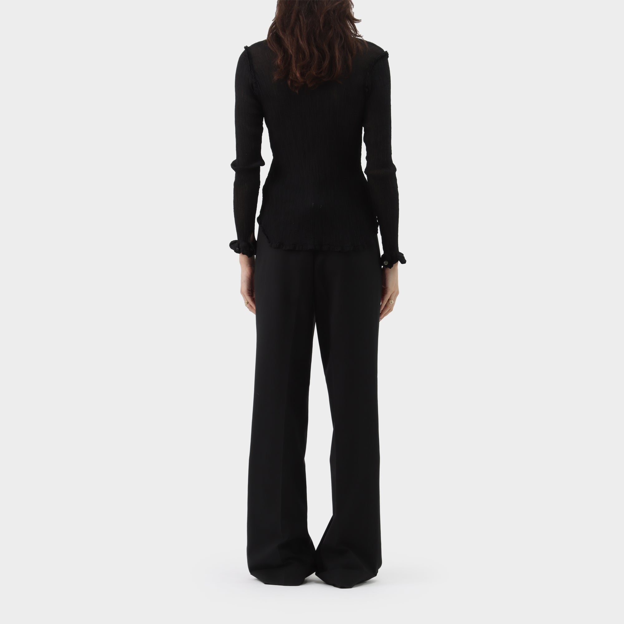 Issey Miyake Me Sheer Frilled Pleat Button Up
