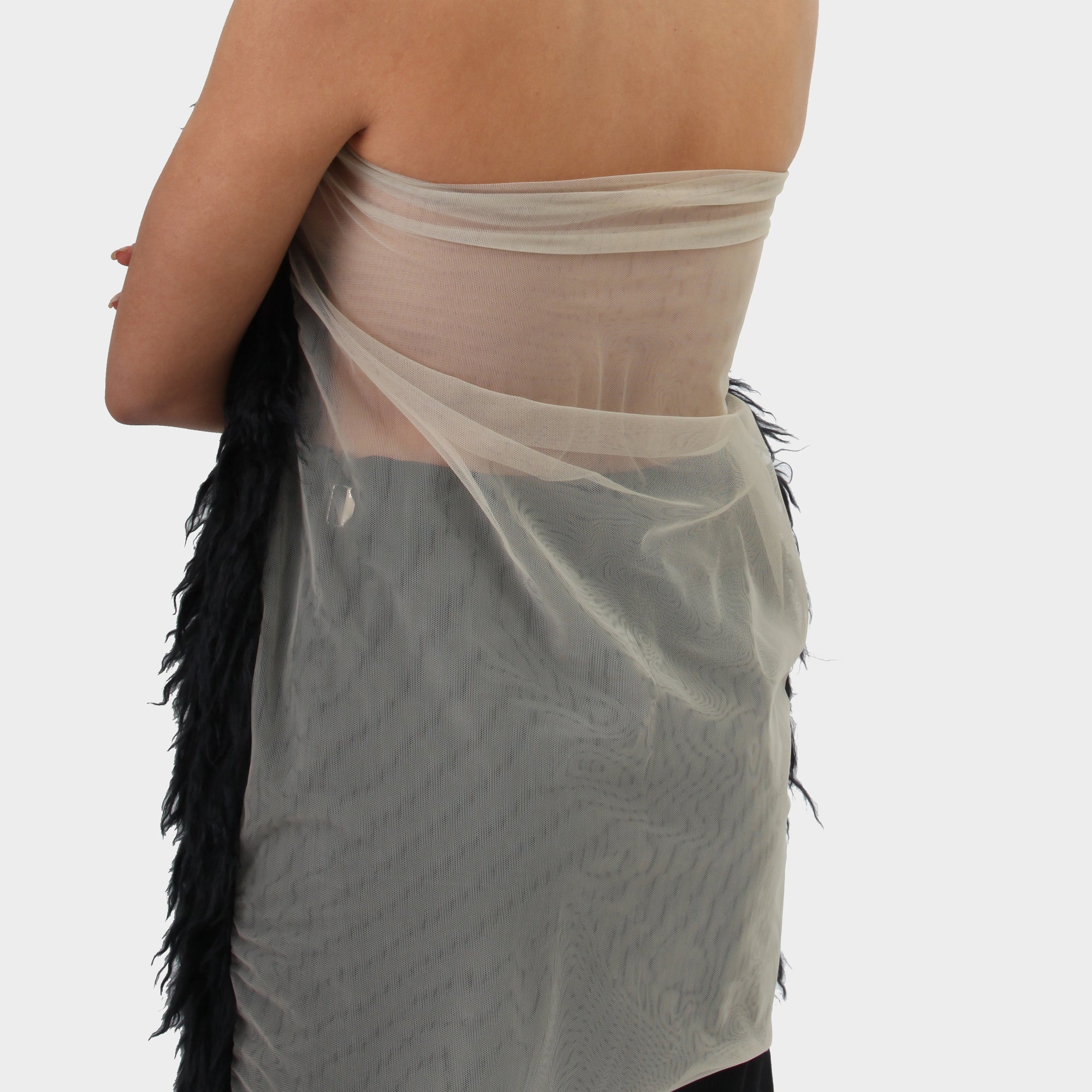 Simone Rocha Tulle and Faux Fur Tube Dress