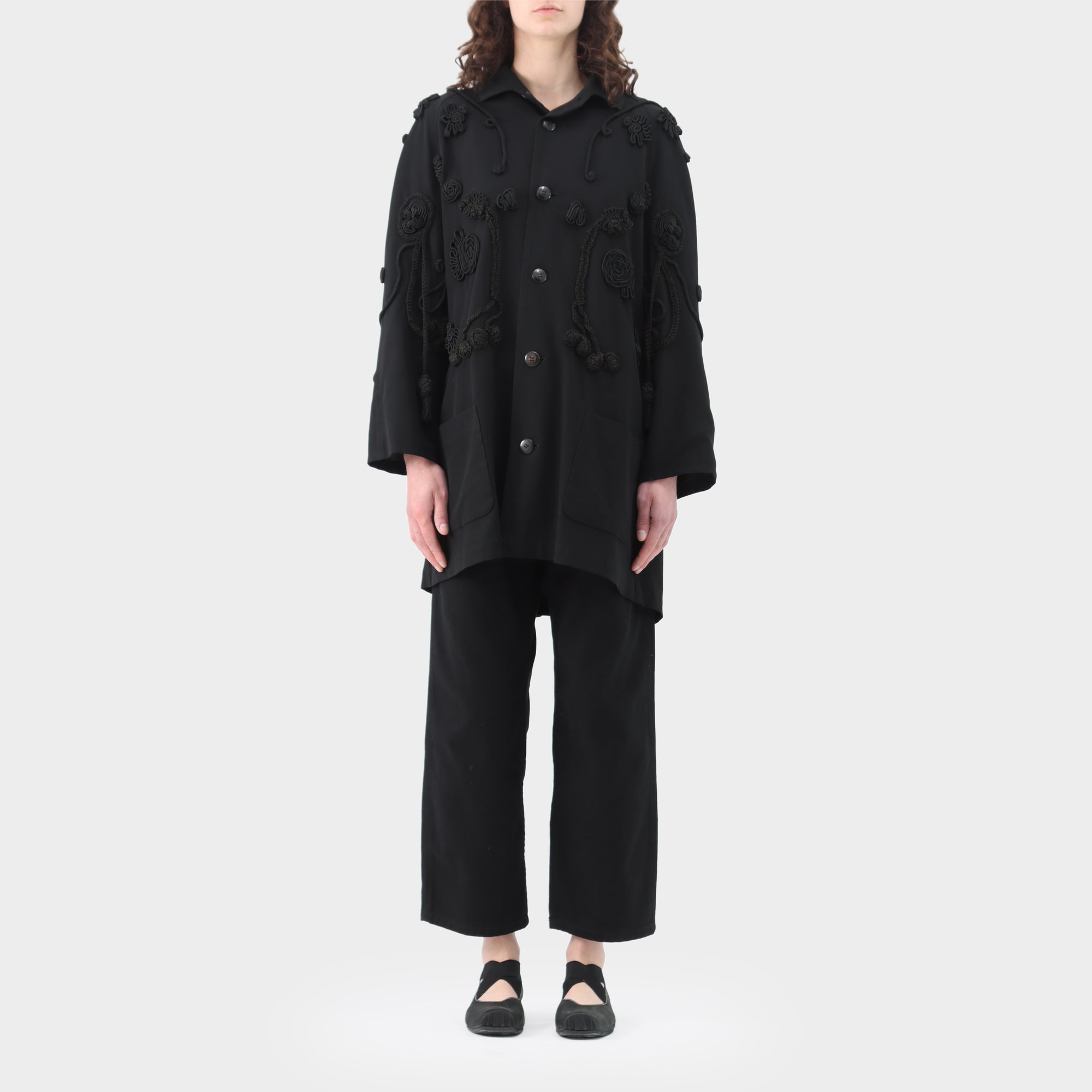 Yohji Yamamoto rope applique half coat