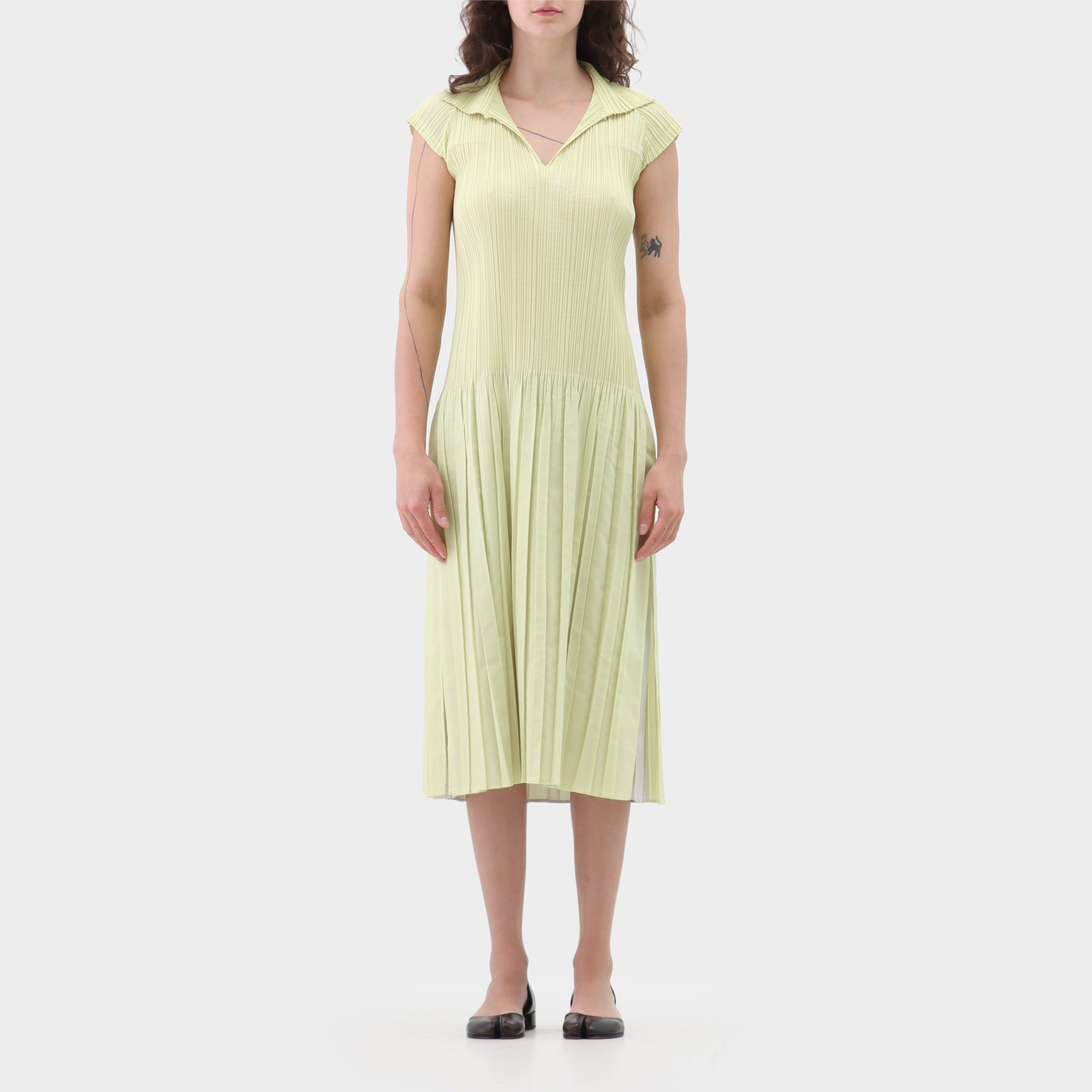 Issey Miyake pleated dress with collar