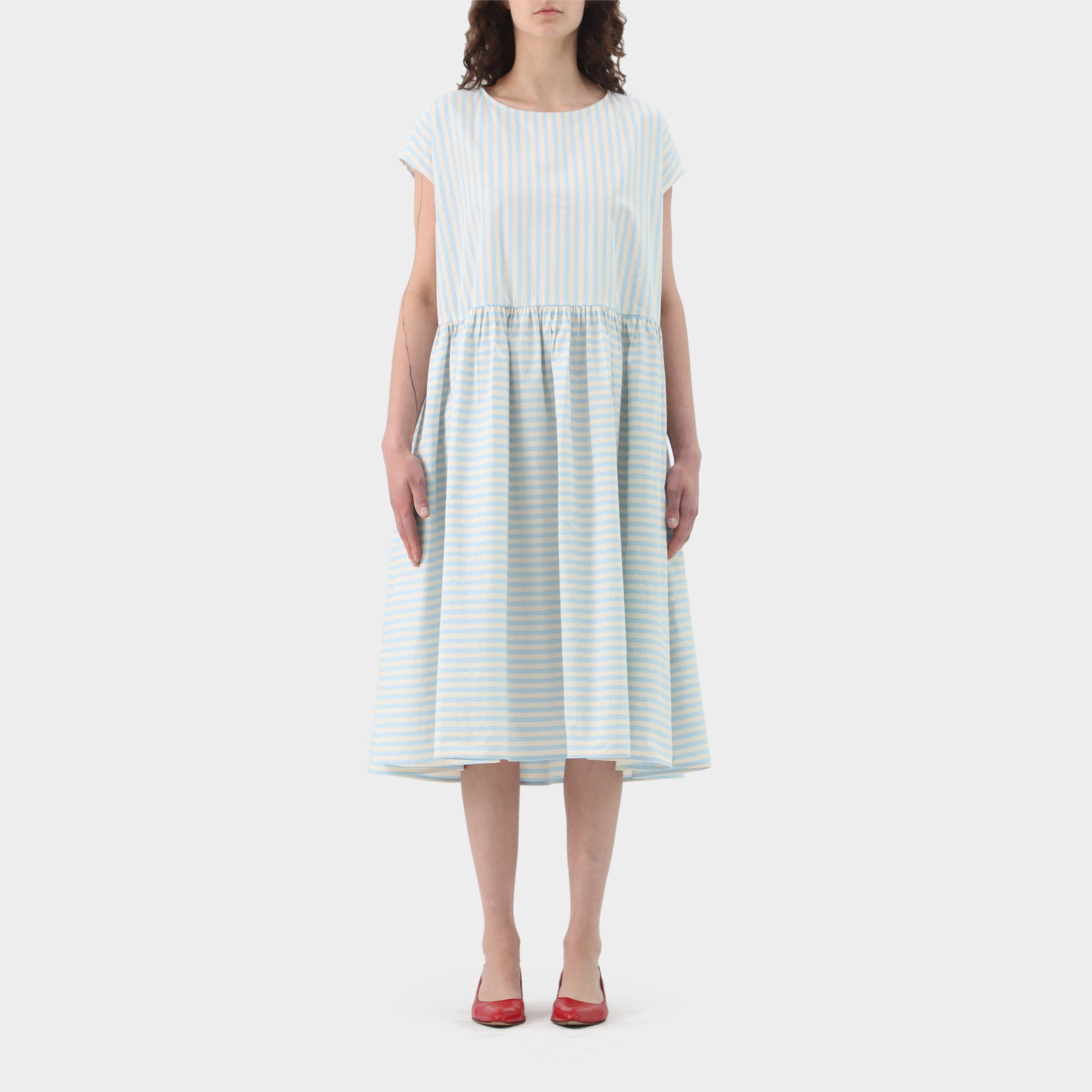 Apuntob Striped Gathered Dress