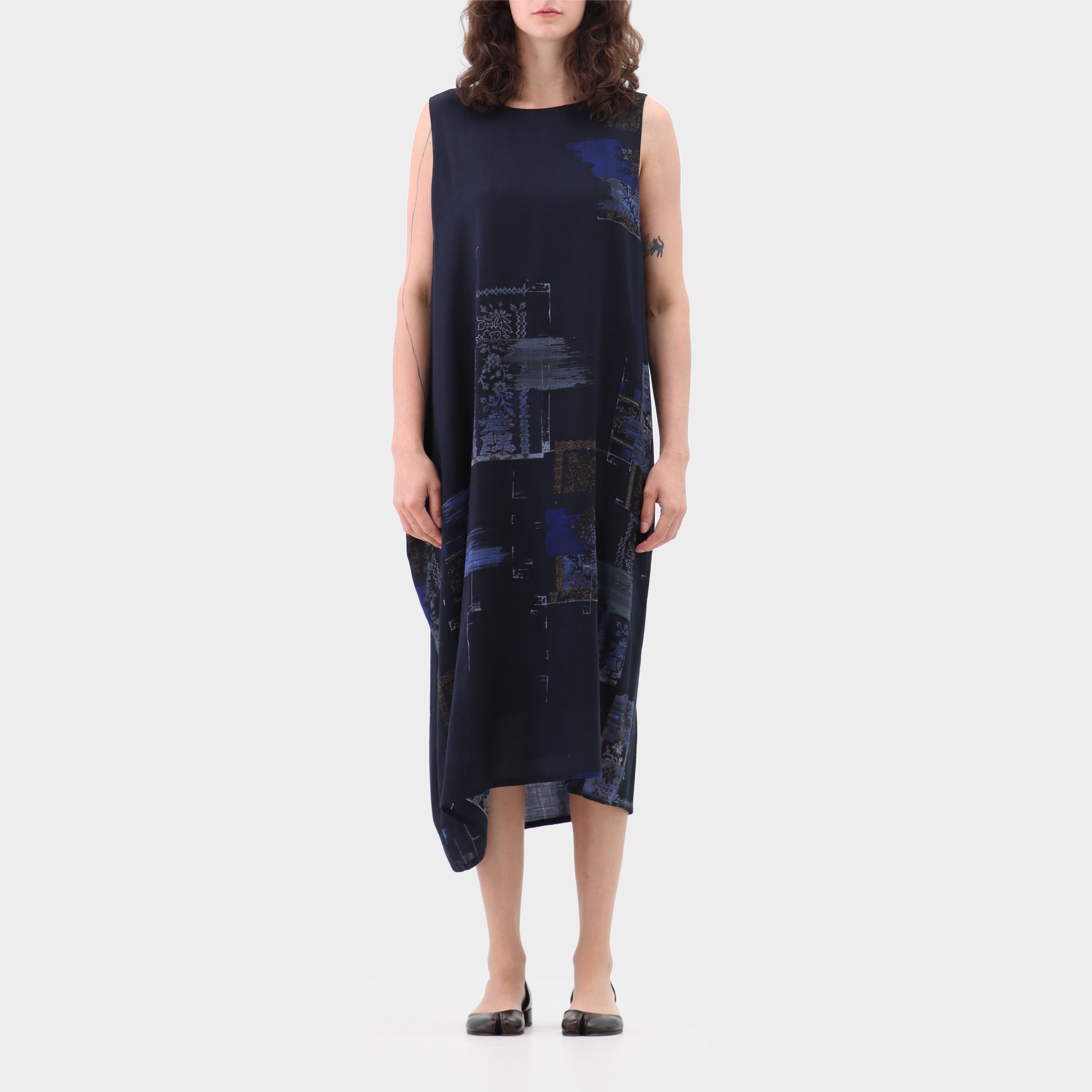 Y's wool printed tank dress