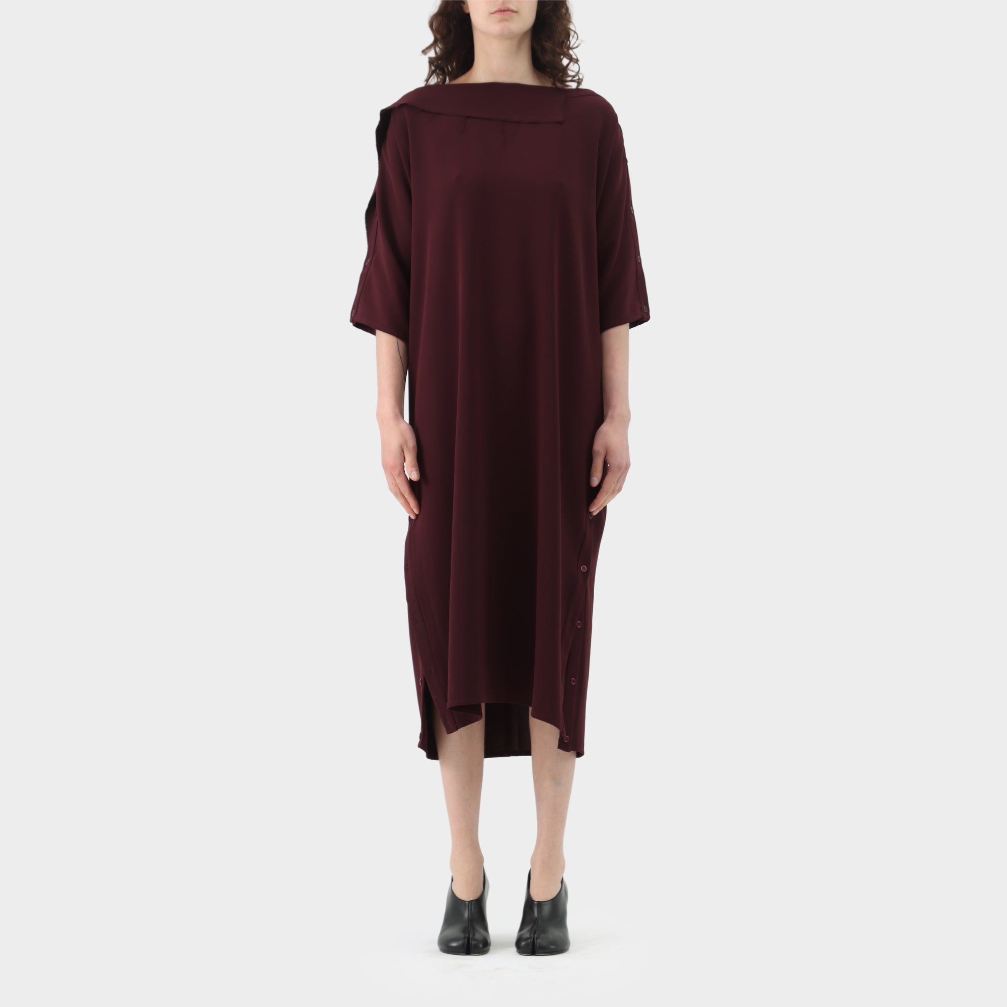 Replika Drape Button Half Sleeve Dress