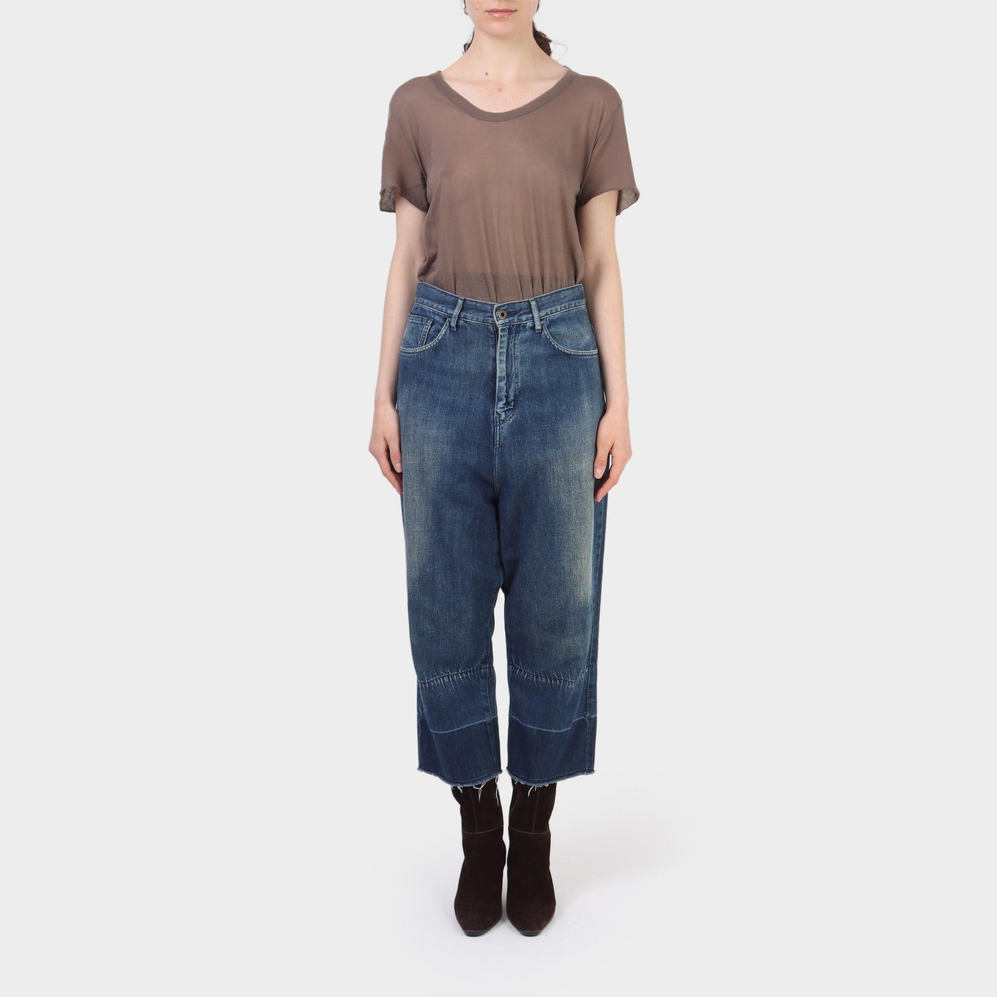 Y's Yohji Yamamoto High Waisted Denim Drop Crotch Jeans