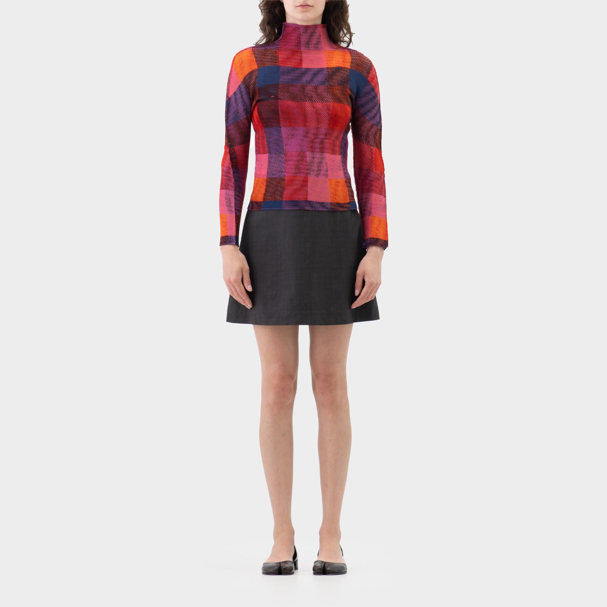 Issey Miyake Me pleated check top