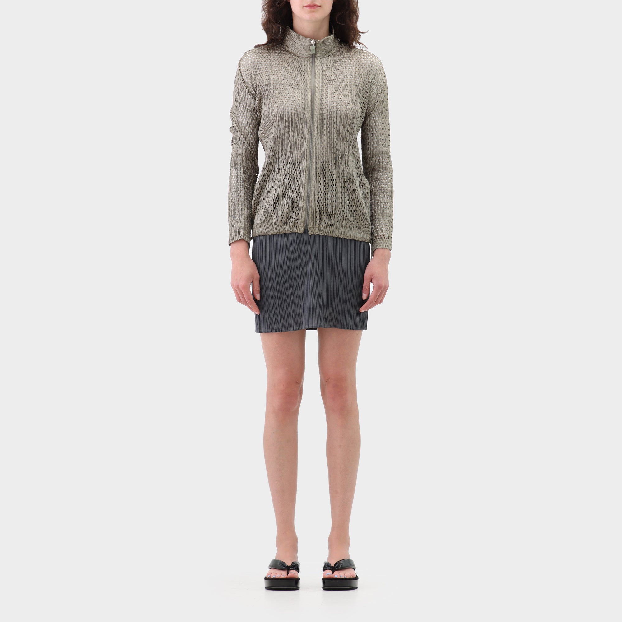 Pleats Please poly mesh zip jacket