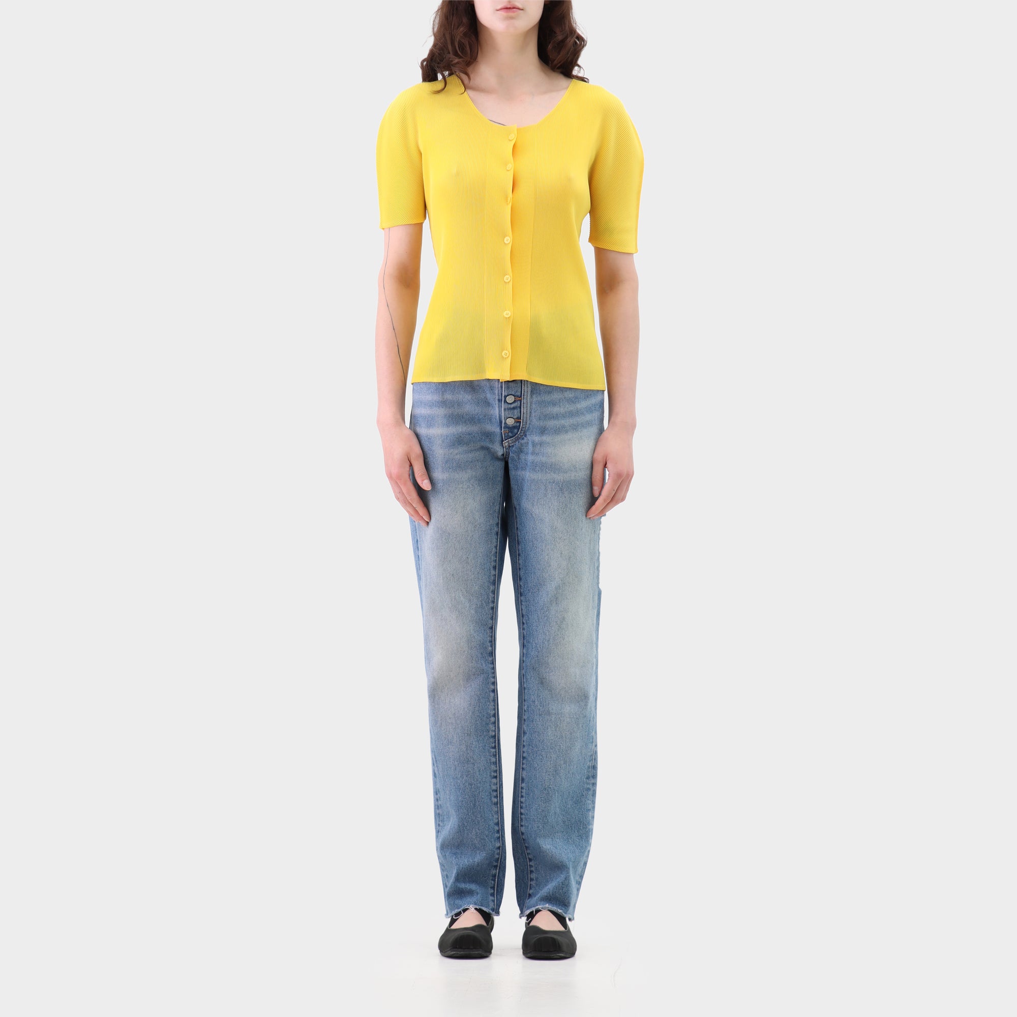 Pleats Please Pleated Button Up Top