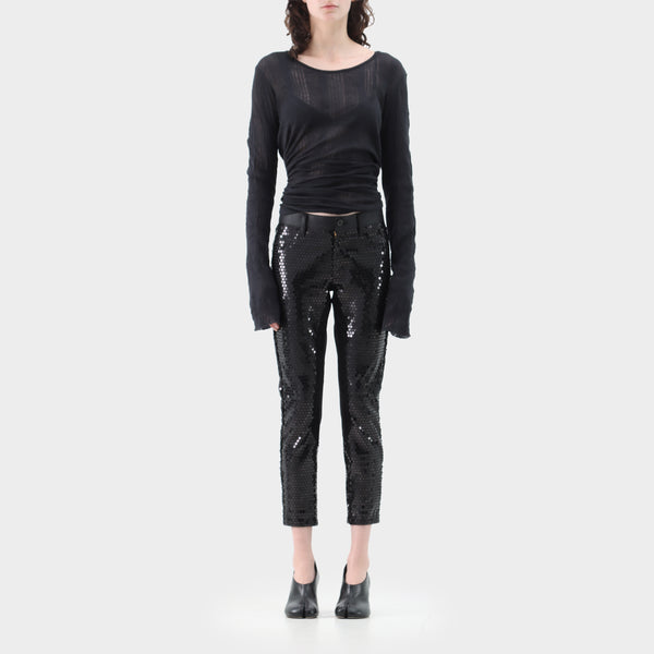 Junya Watanabe Sequin Glitter Knit Cropped Pants