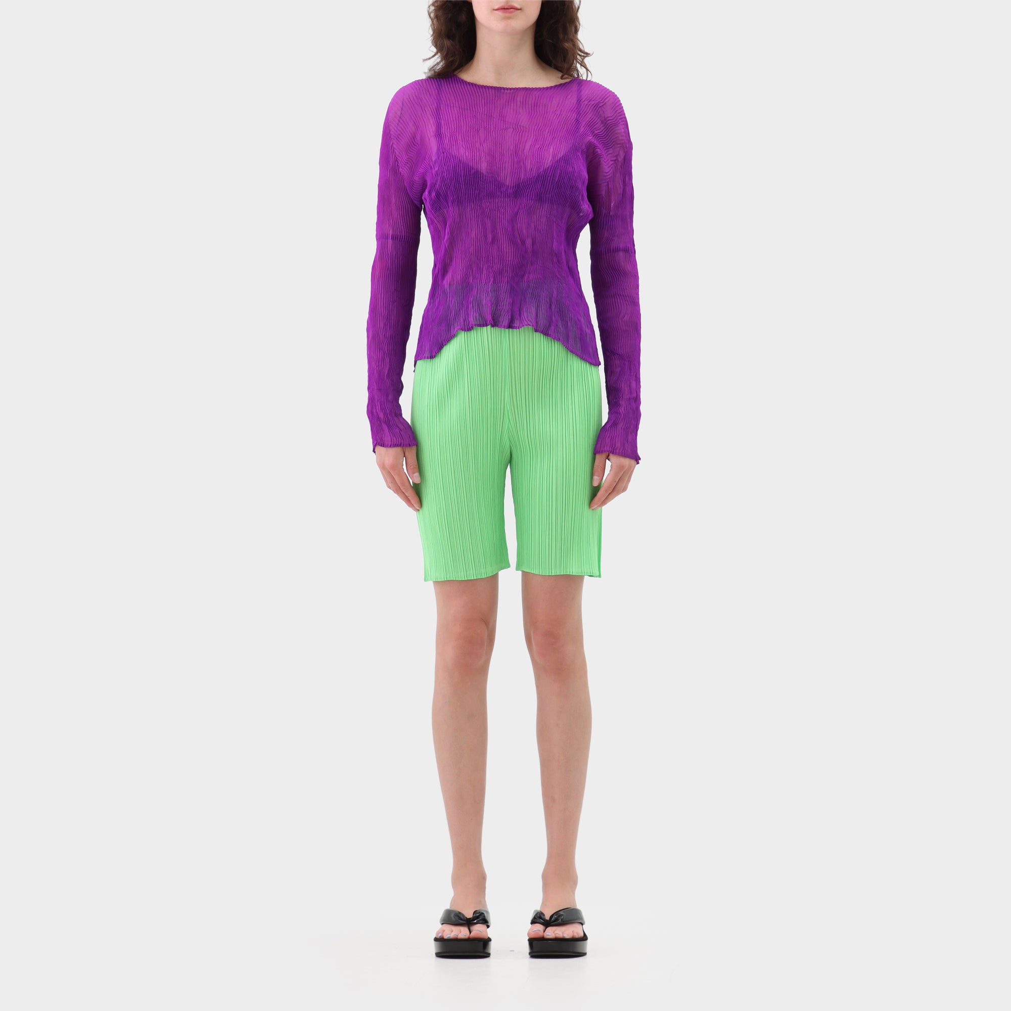 Issey Miyake sheer wave pleat top