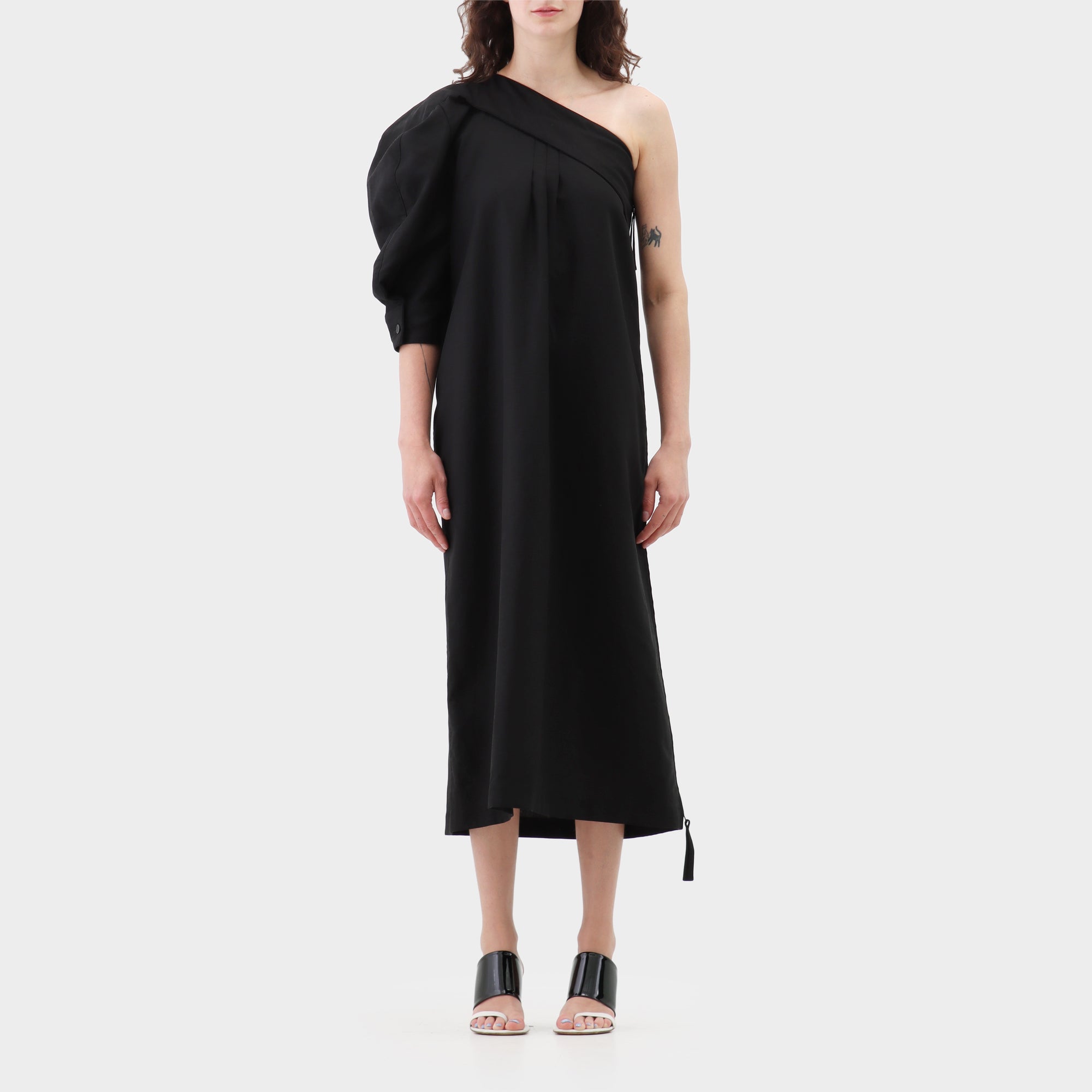 Issey Miyake cotton linen one sleeve dress