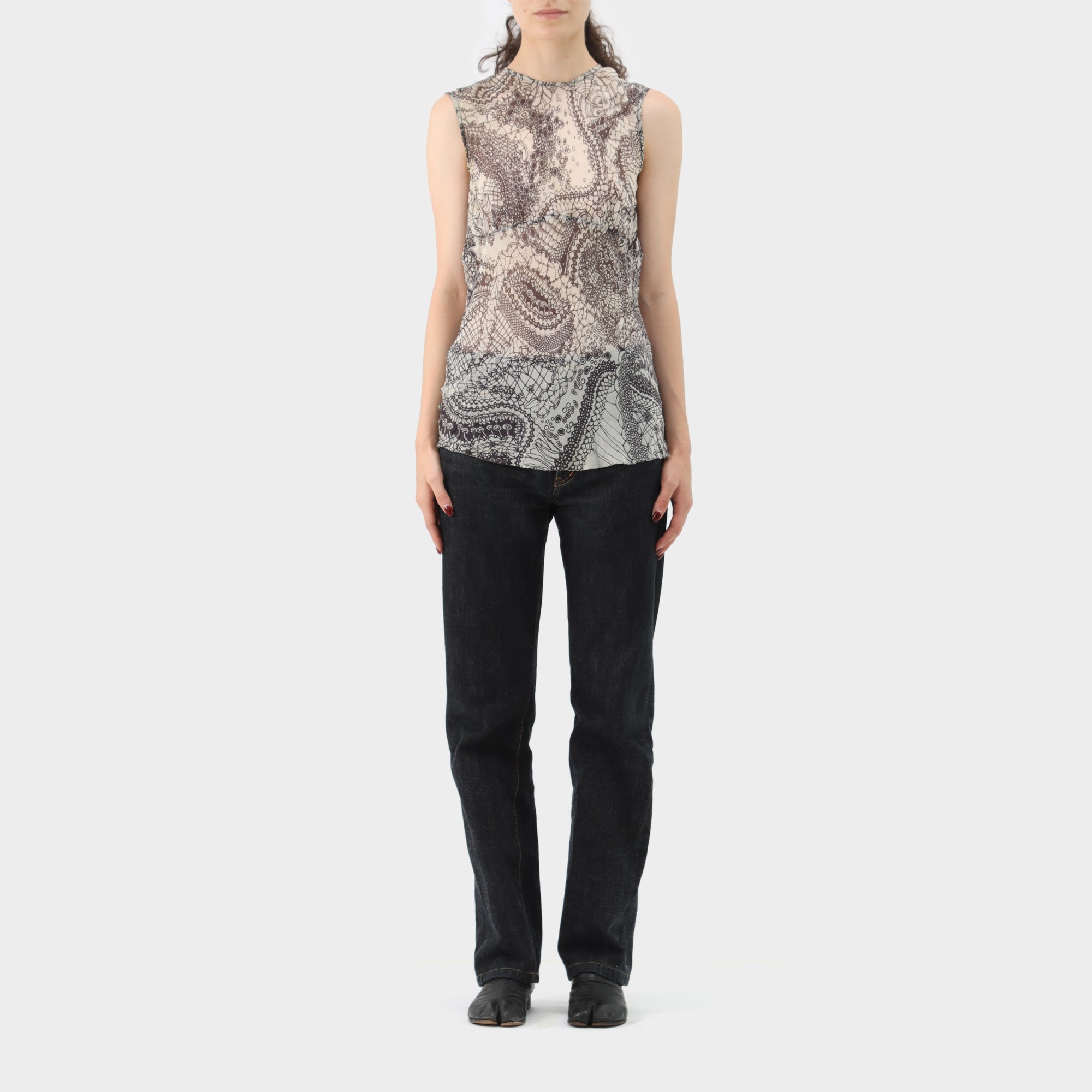 Ann Demeulemeester Sheer Silk Sleeveless top