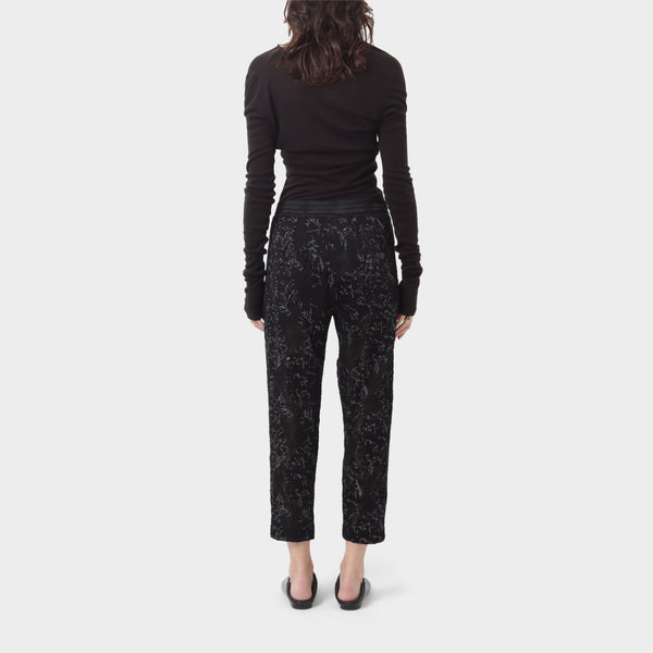 Ann Demeulemeester Silk Floral Embroidered Crop Pants