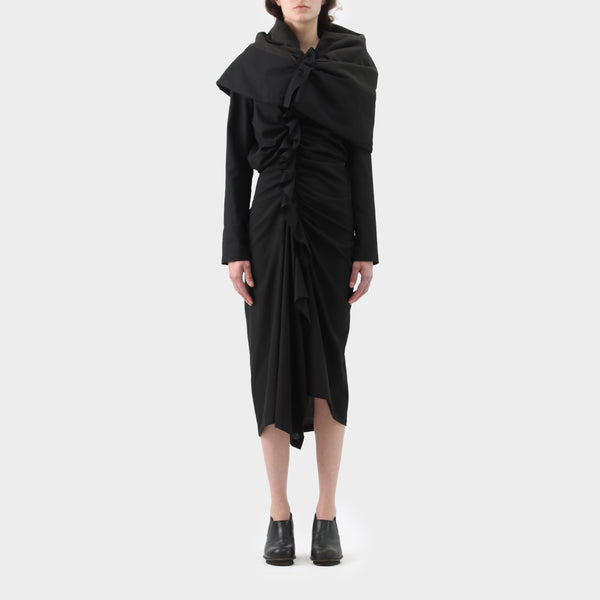 Yohji Yamamoto Gathered Feature Collar Dress