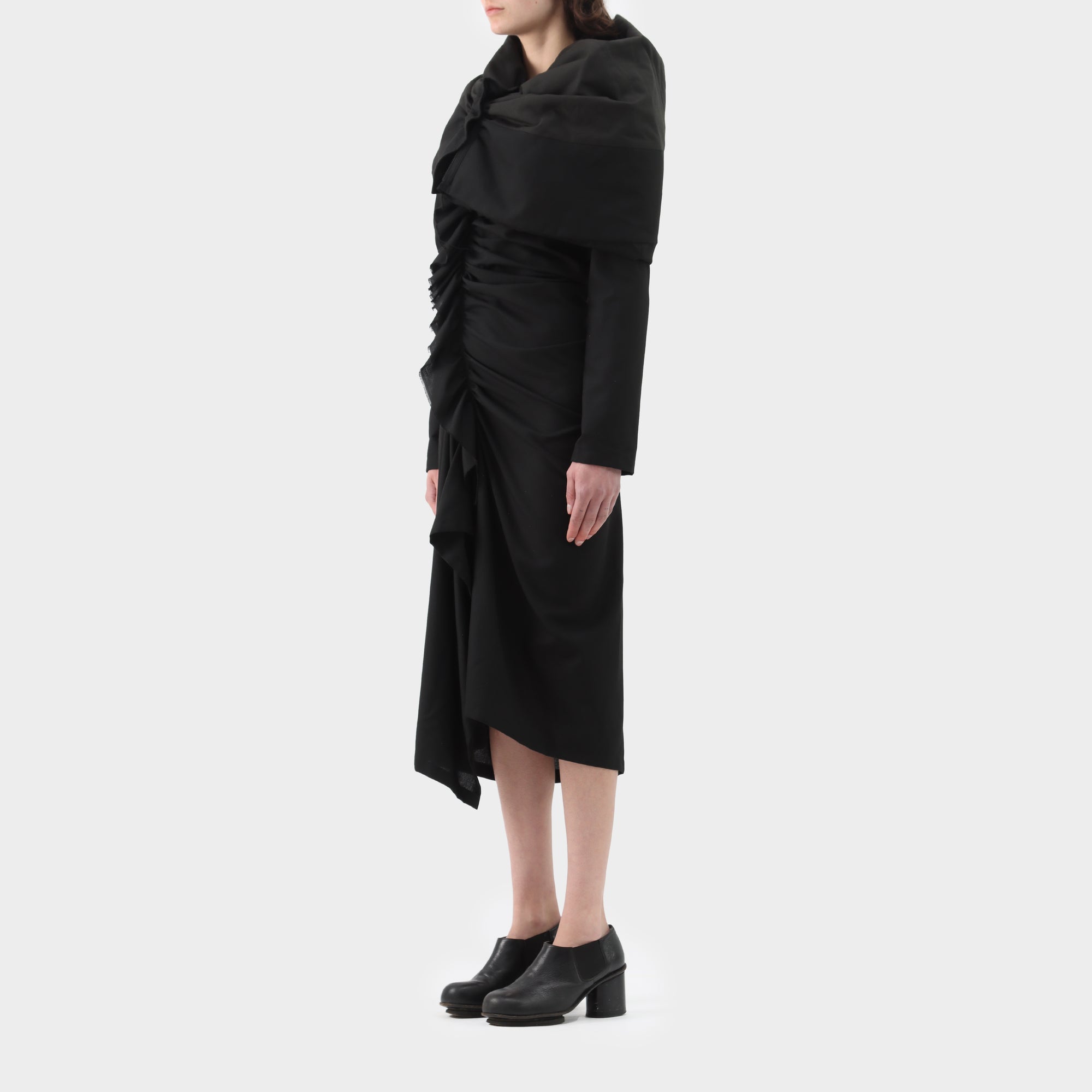 Yohji Yamamoto Gathered Feature Collar Dress