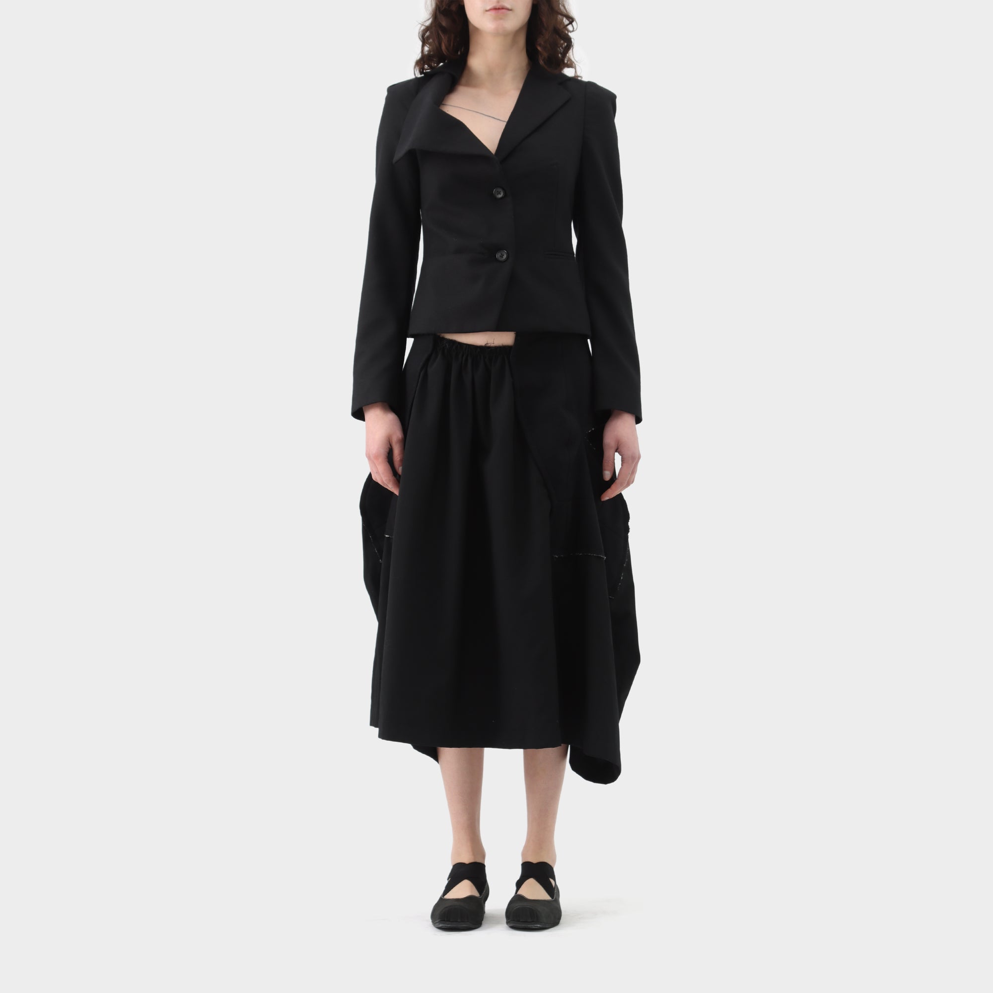 Comme des Garçons Wool Gathered Wide Pocket Midi Skirt