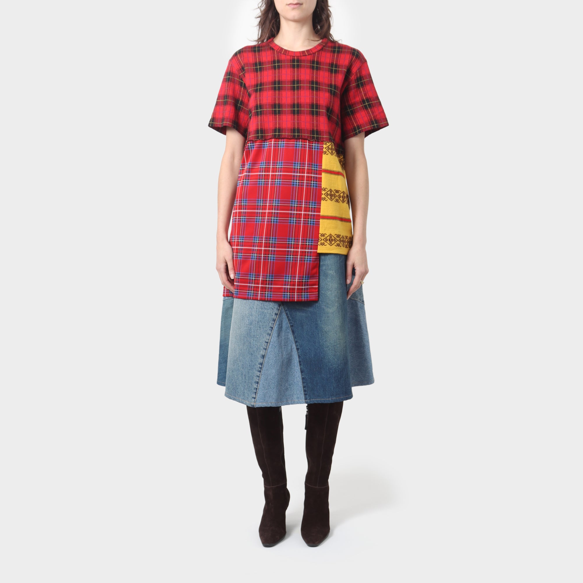 Comme des Garçons Plaid Jersey Panel Top