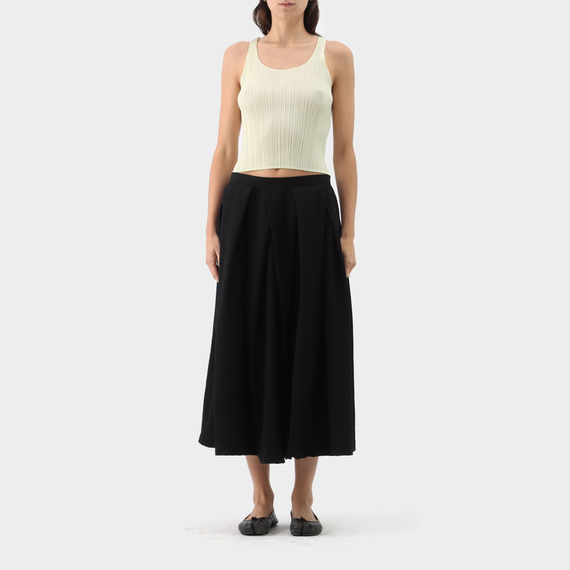 Comme des Garçons Pleated Wool Midi Skirt