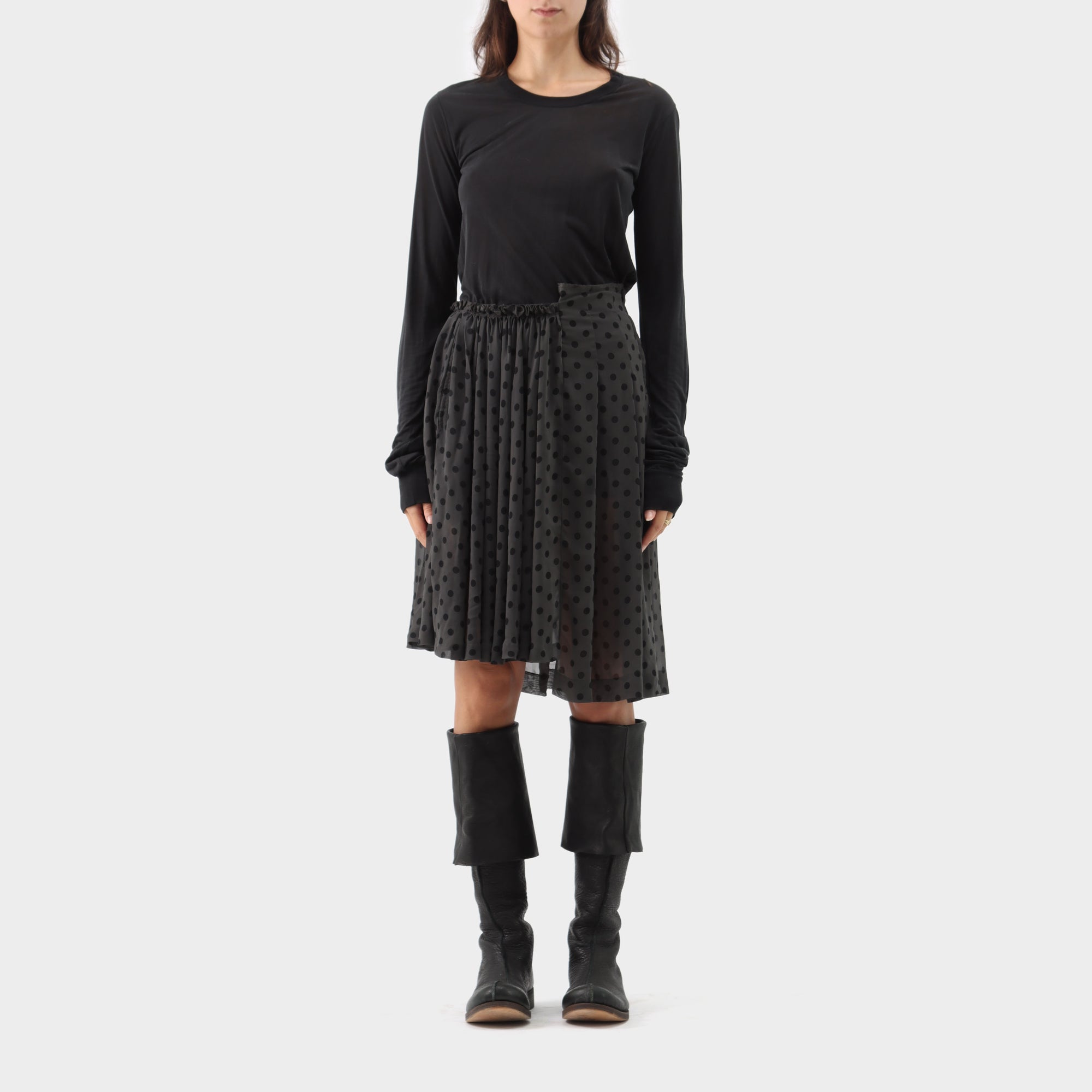 Comme des Garçons Polka Dot Gathered Midi Skirt