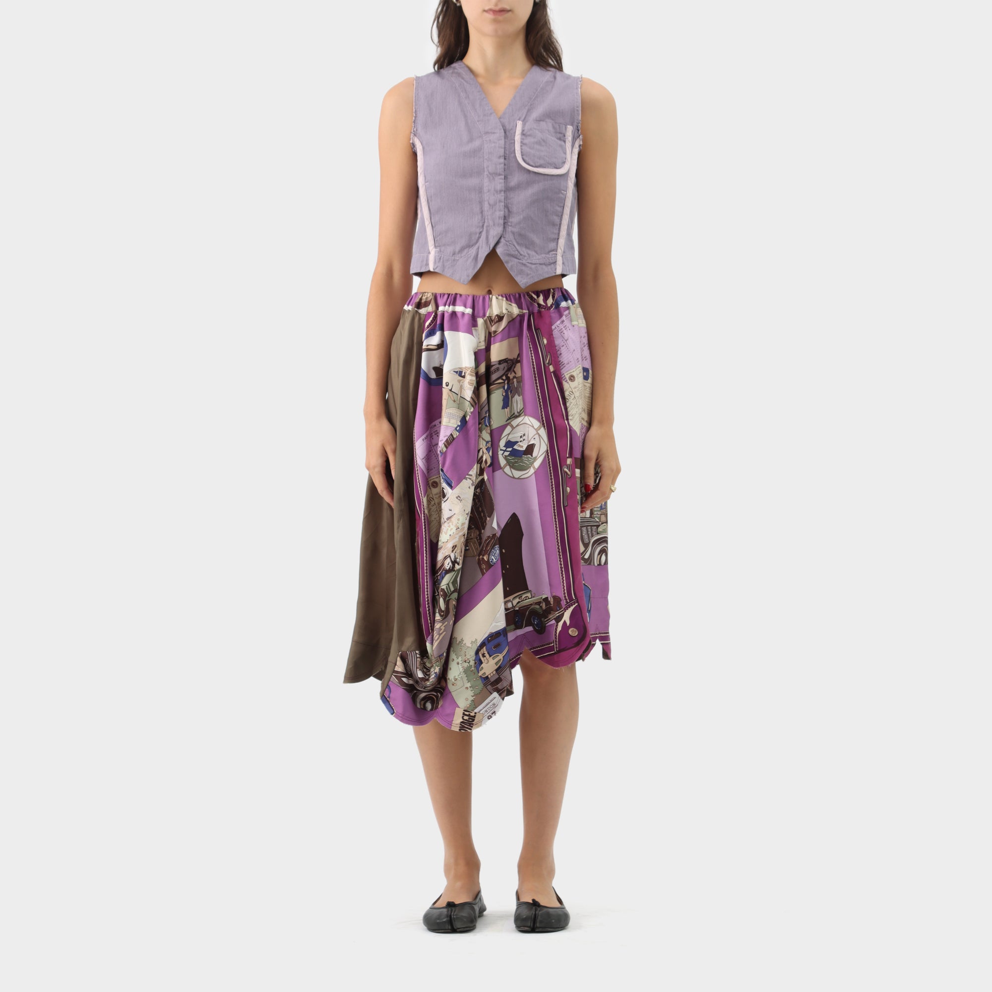 Comme des Garçons Silk Travel Scarf Print Skirt