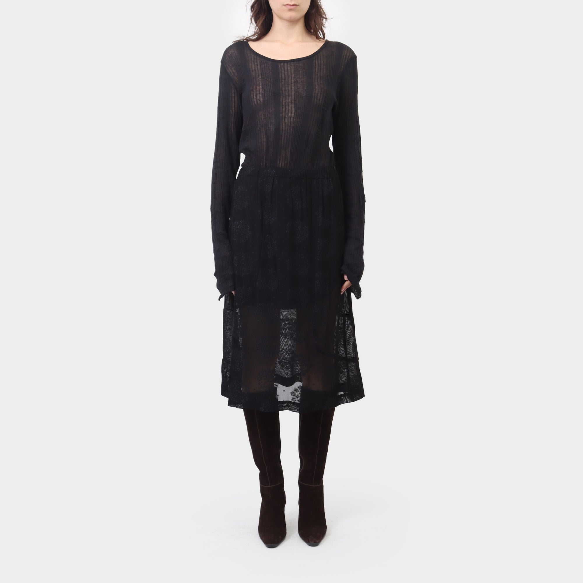 Comme des Garçons Robe de Chambre Sheer Mesh Patterned Skirt