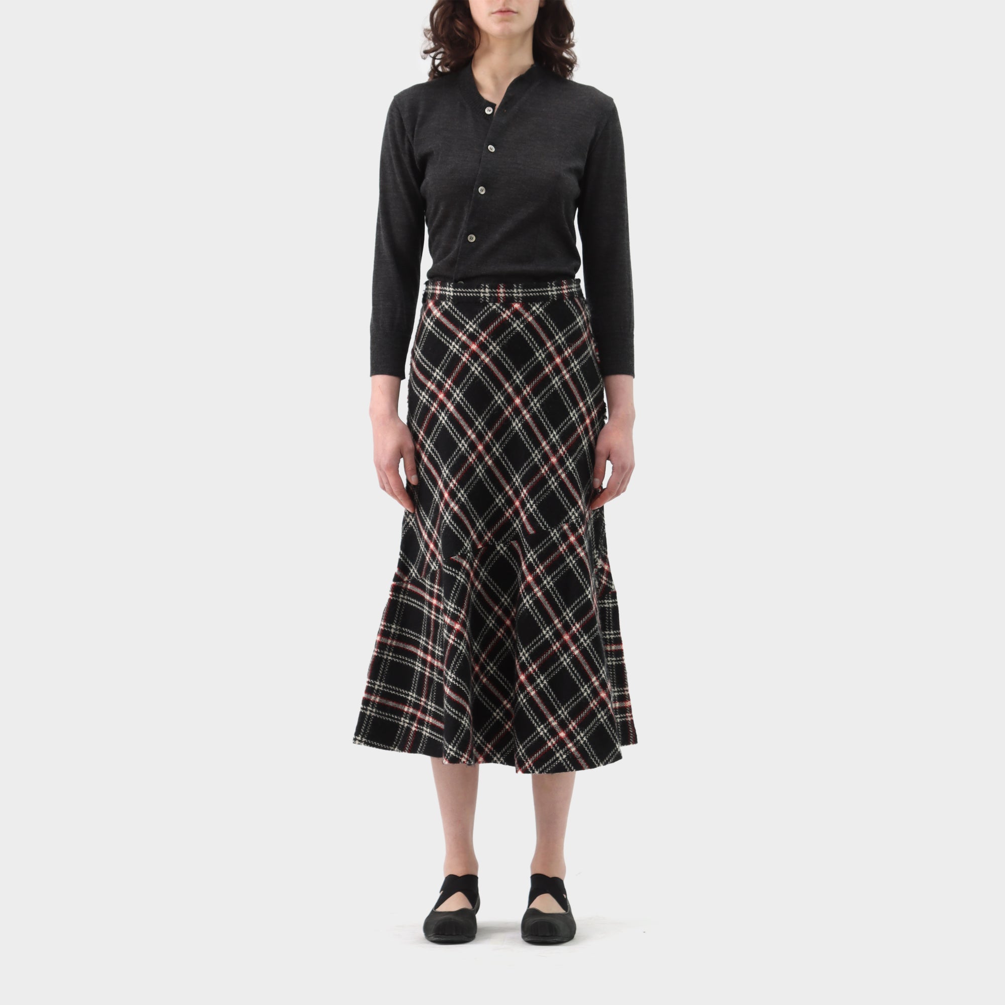 Comme des Garçons Tricot Plaid Wool Midi Skirt