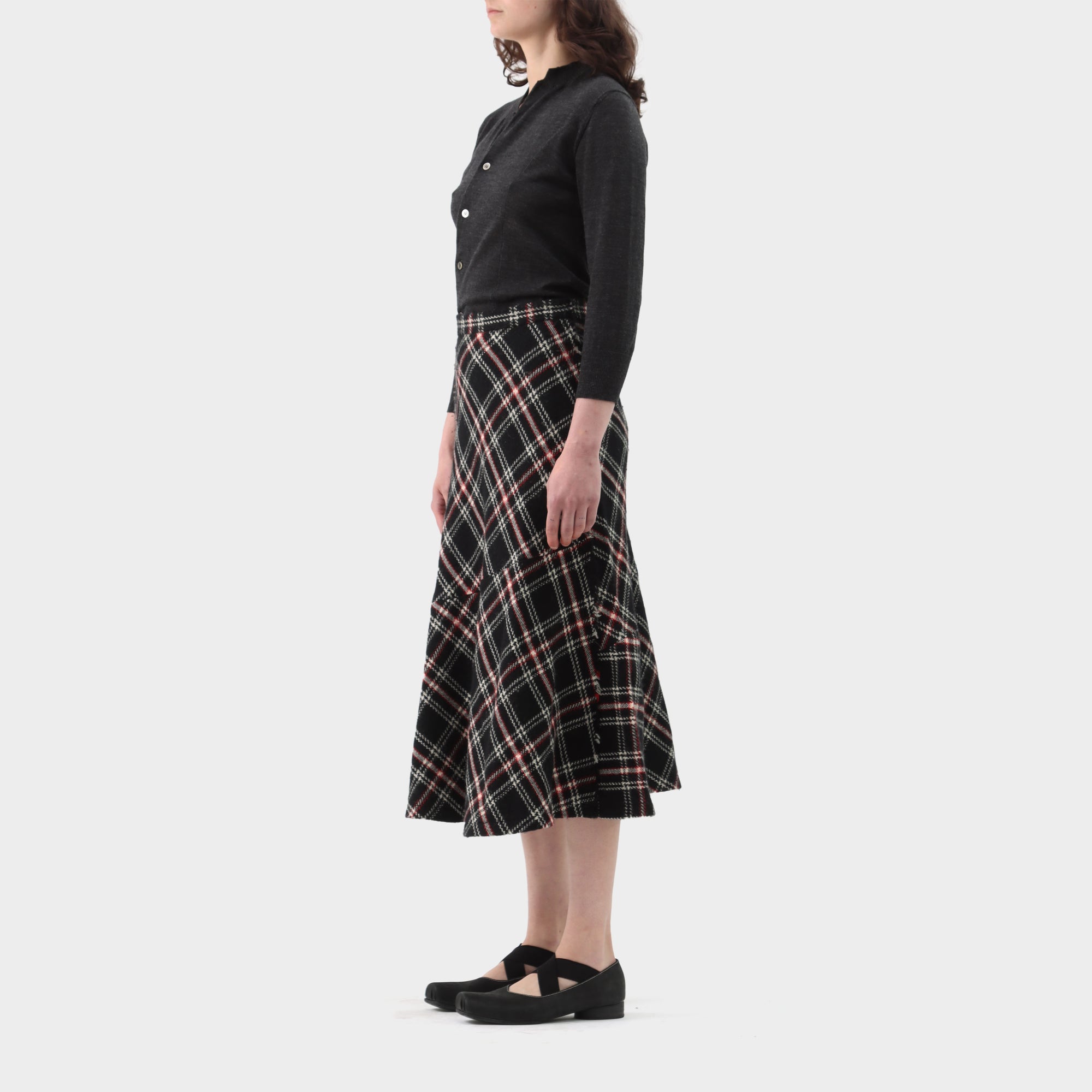 Comme des Garçons Tricot Plaid Wool Midi Skirt