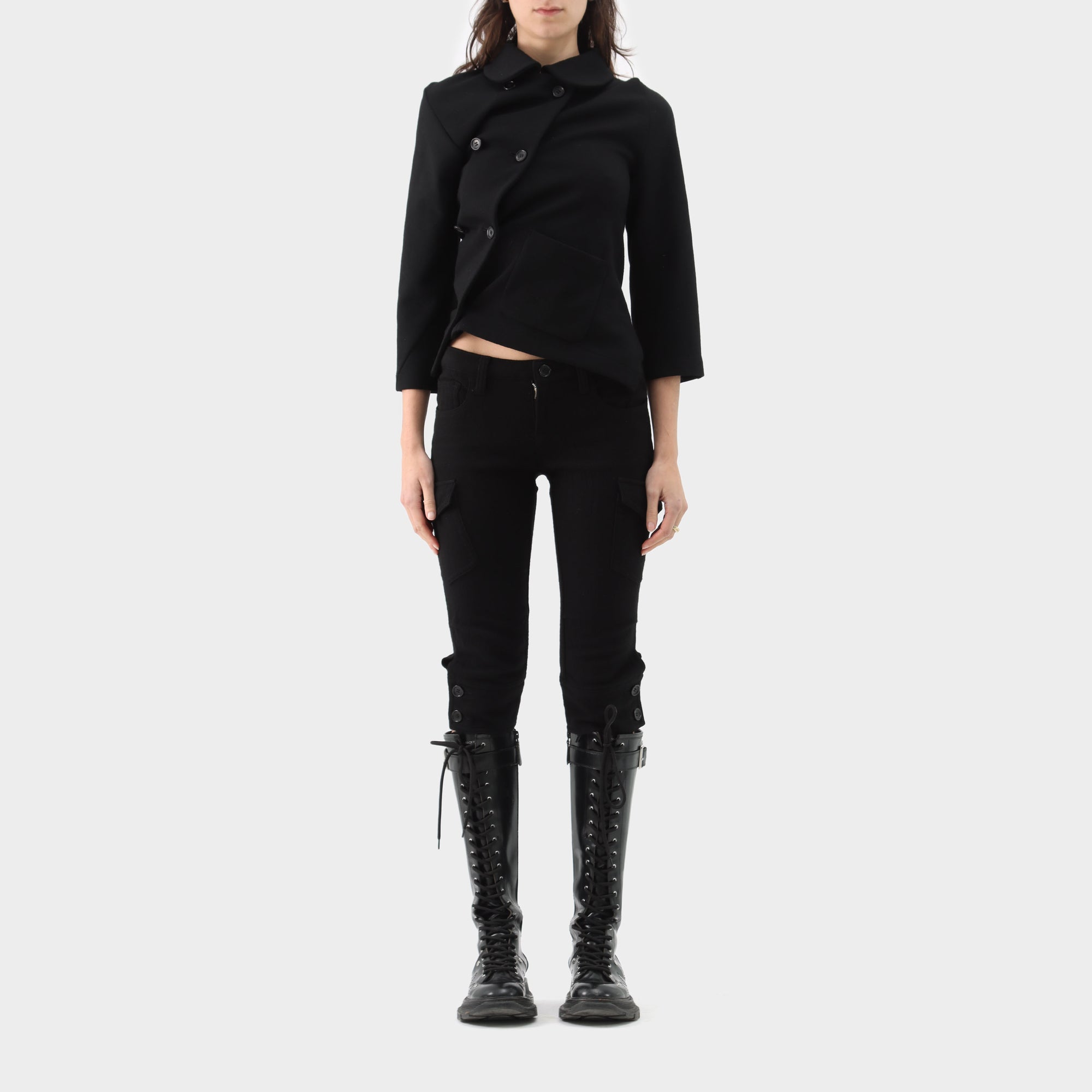 Comme des Garçons Comme des Garçons Wool Jersey Twist Half Sleeve Jacket