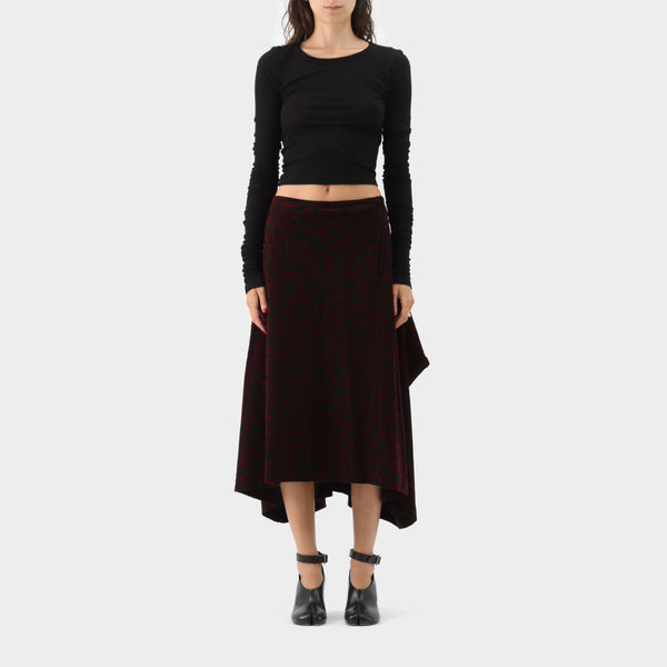 Comme des Garçons Folded Floral Velvet Skirt