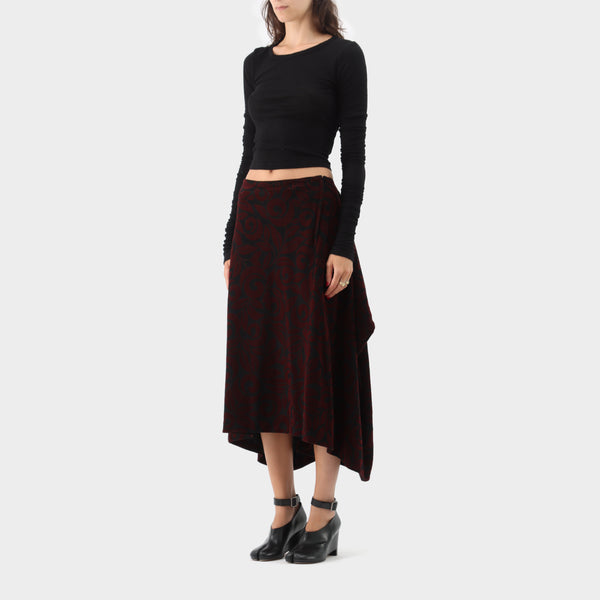 Comme des Garçons Folded Floral Velvet Skirt