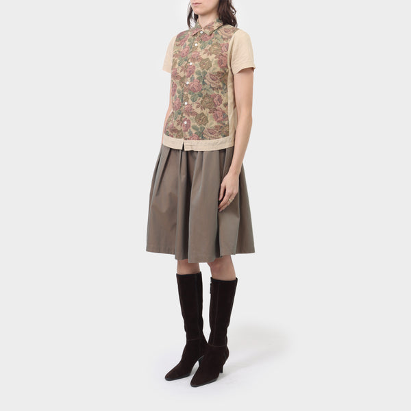 Comme des Garcons Tricot Floral Brocade Short Sleeve Shirt