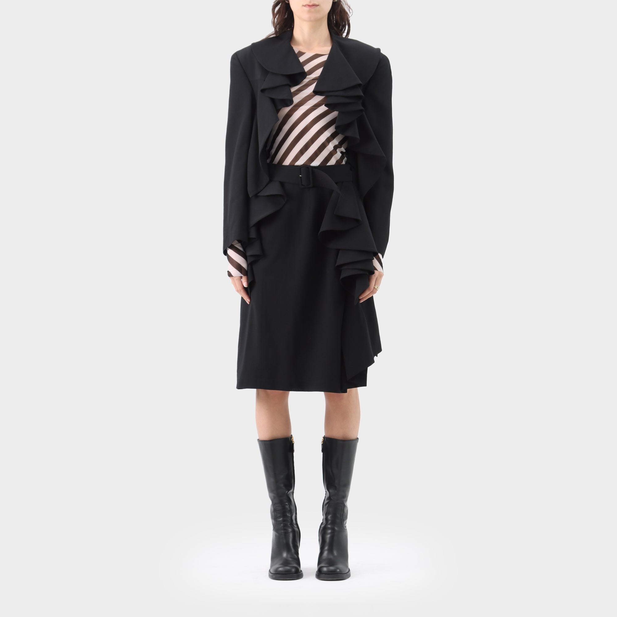 Comme des Garçons wool/polyester ruffle suit